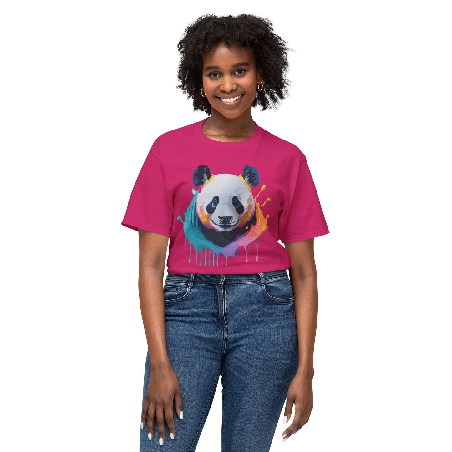 Unisex HD Cotton Panda T Shirt With Full Color Panda Art Print Made In USA Premium Fit For All Sizes
