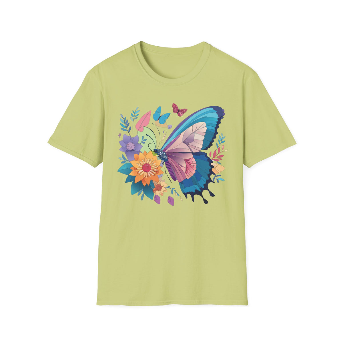 Watercolor Butterfly Floral Graphic Design Unisex 100 Cotton Gildan T-Shirt