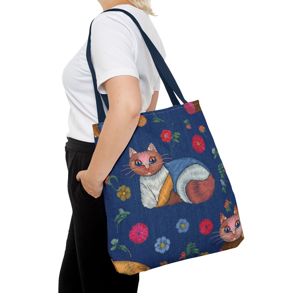 Denim Fabric Imitation Print Unisex Canvas Bag Poly Spun 3 Sizes Tote Bag 190-9