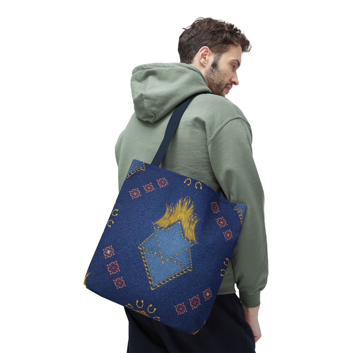 Diwali Graphic Denim Fabric Imitation Print Unisex Canvas Bag Poly Spun 3 Sizes Tote Bag 205-12