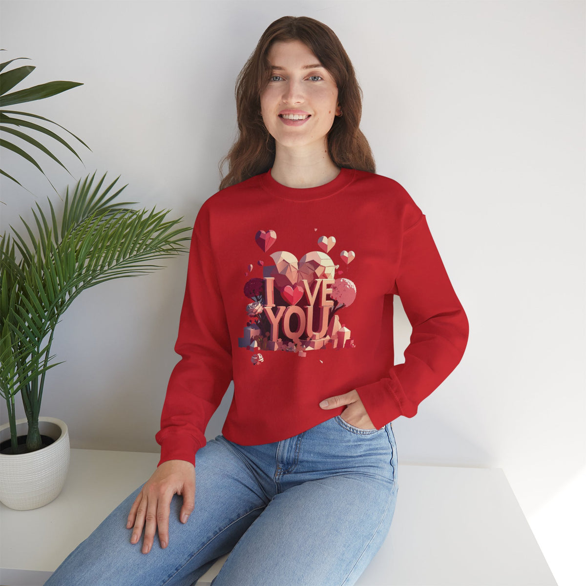 Unisex Big Heart Love Sweatshirt, Love Heart Sweatshirt, Floral Love Sweatshirt, 50/50 Cotton-Poly Valentine's Day Sweatshirt 10