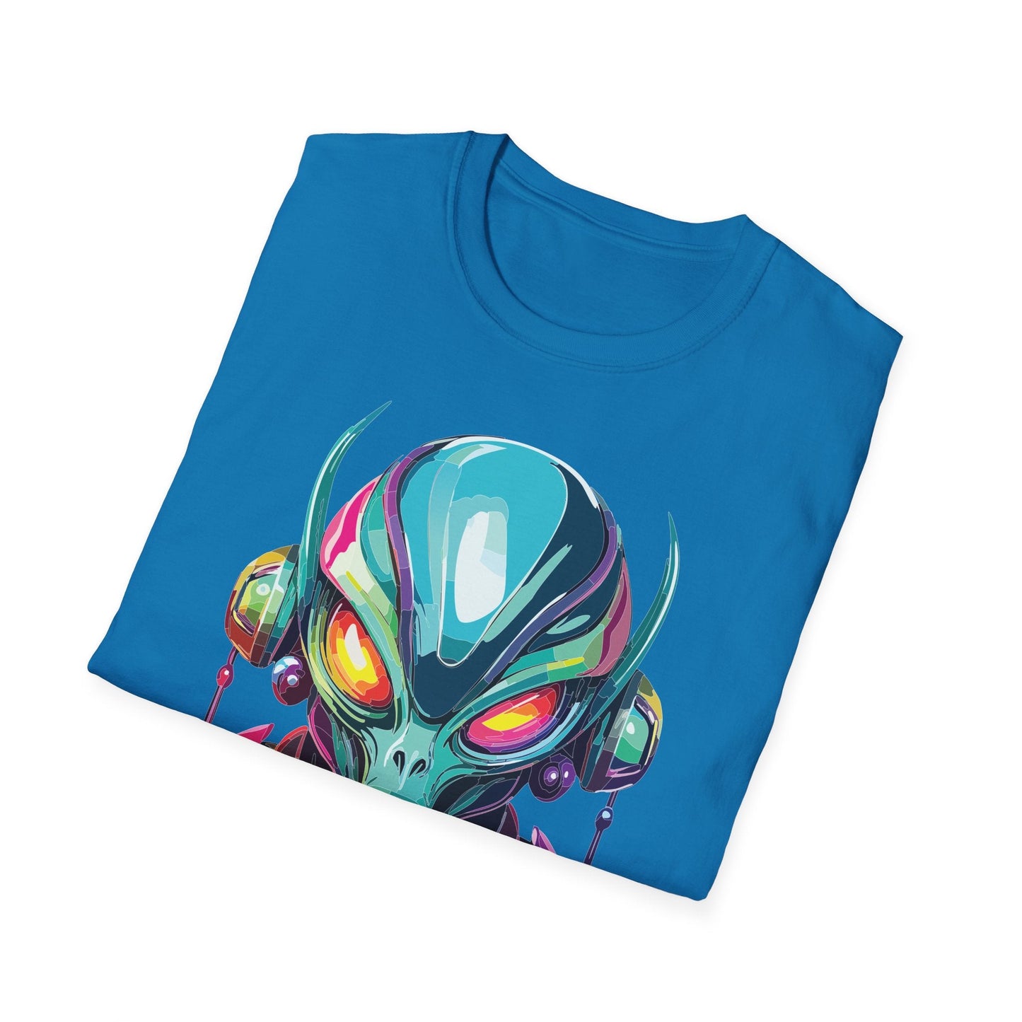Alien Cosmos Unisex Cotton T Shirt With Alien Artwork Softstyle Ring Spun Cotton 64000