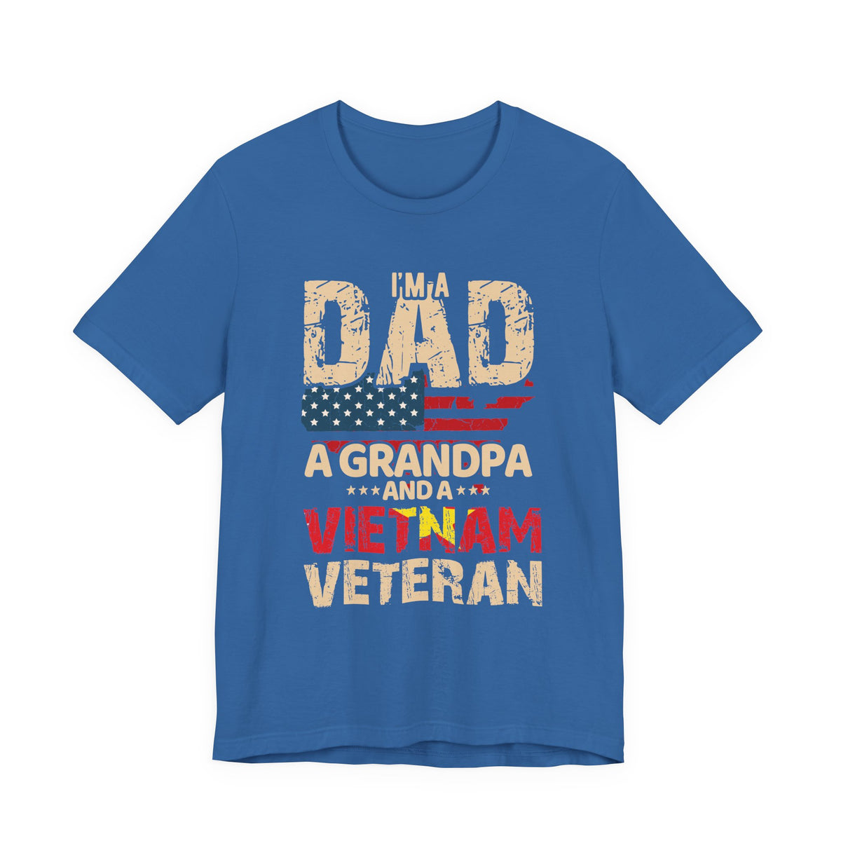 I'm a Dad a Grandpa and a Vietnam Veteran T-Shirt American Flag Patriotic Unisex Cotton Tee v3