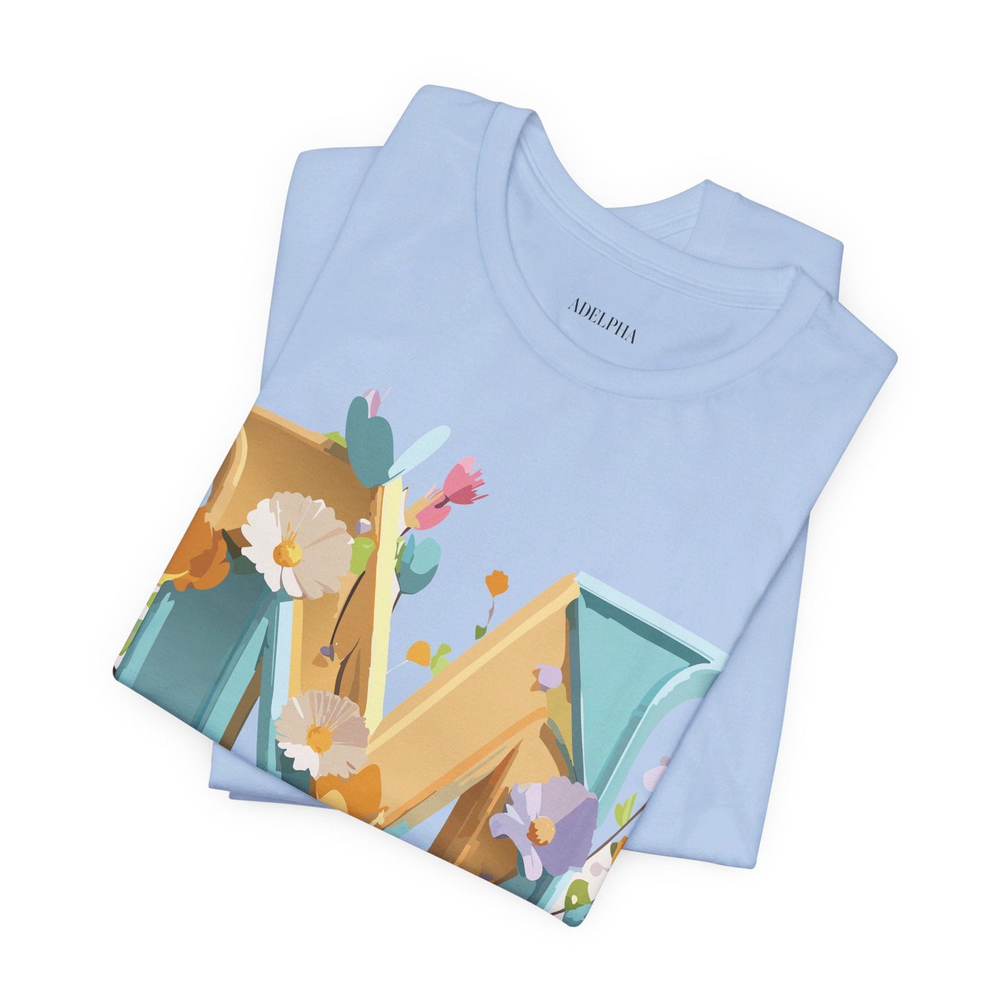 Letter M Shirt Unisex Graphic Tee Vintage Inspired Artwork Adelpha Jersey Short Sleeve