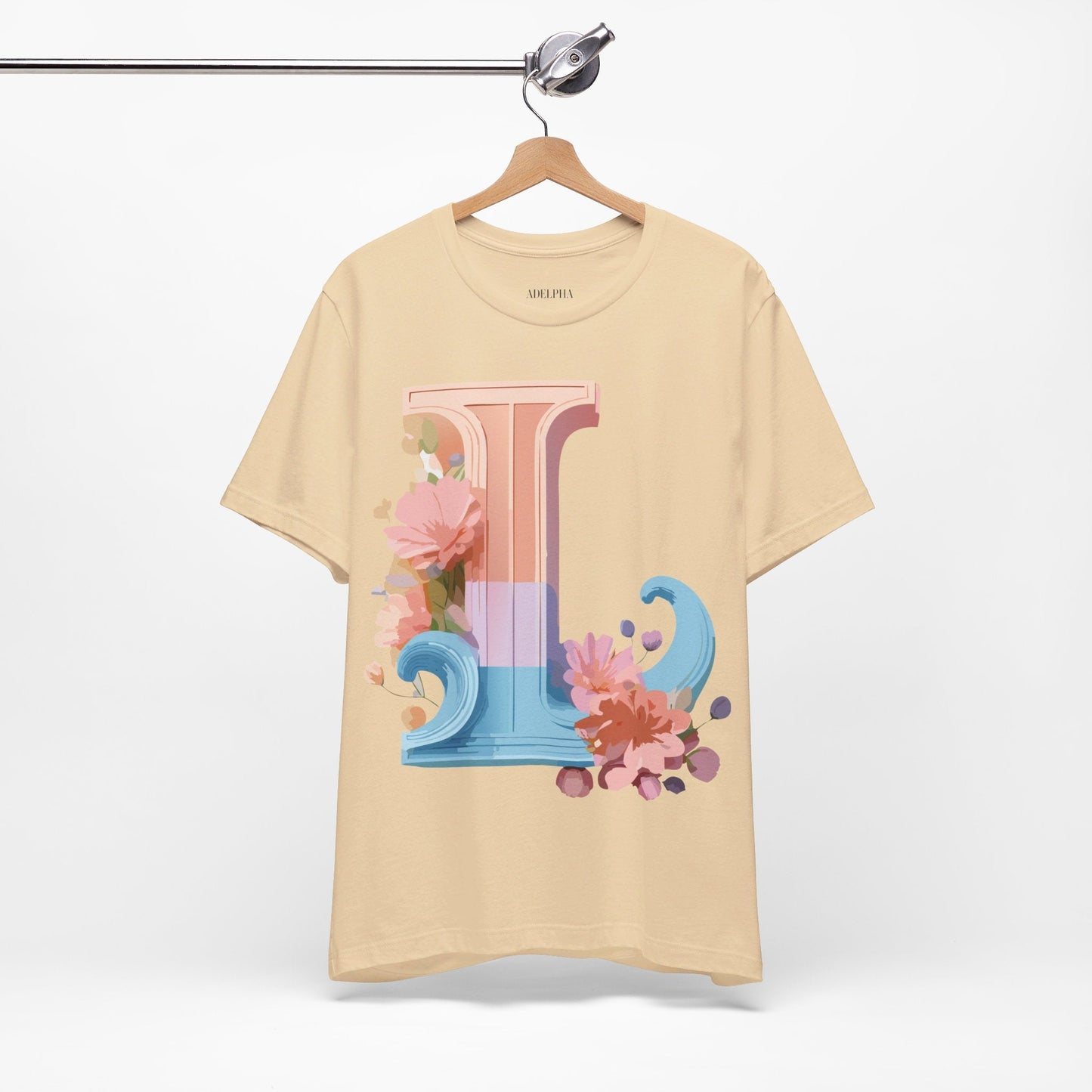 Letter L Shirt Unisex Graphic Tee Vintage Inspired Artwork By Adelpha For Everyday Style