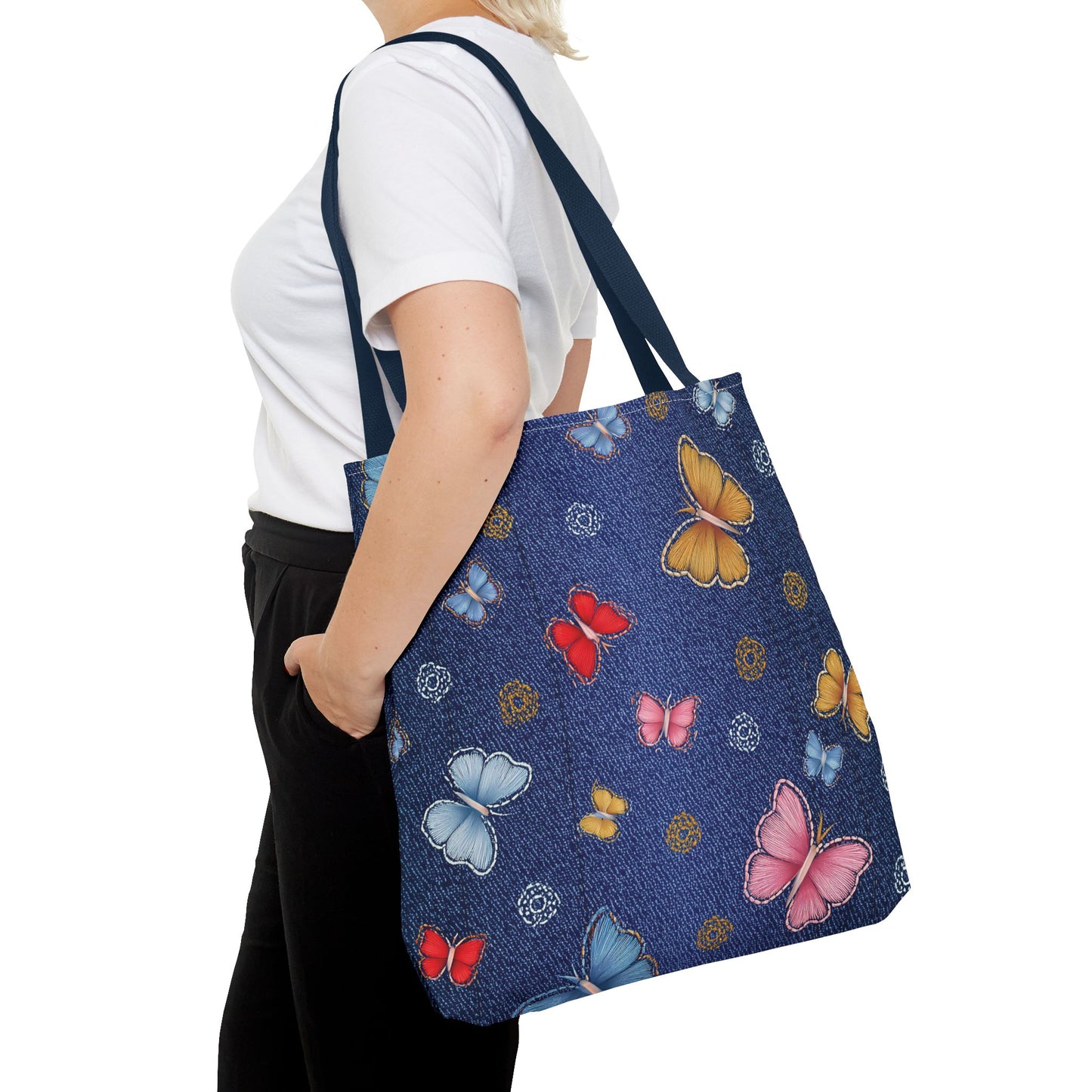 Denim Fabric Imitation Print Unisex Canvas Bag Poly Spun 3 Sizes Tote Bag 169