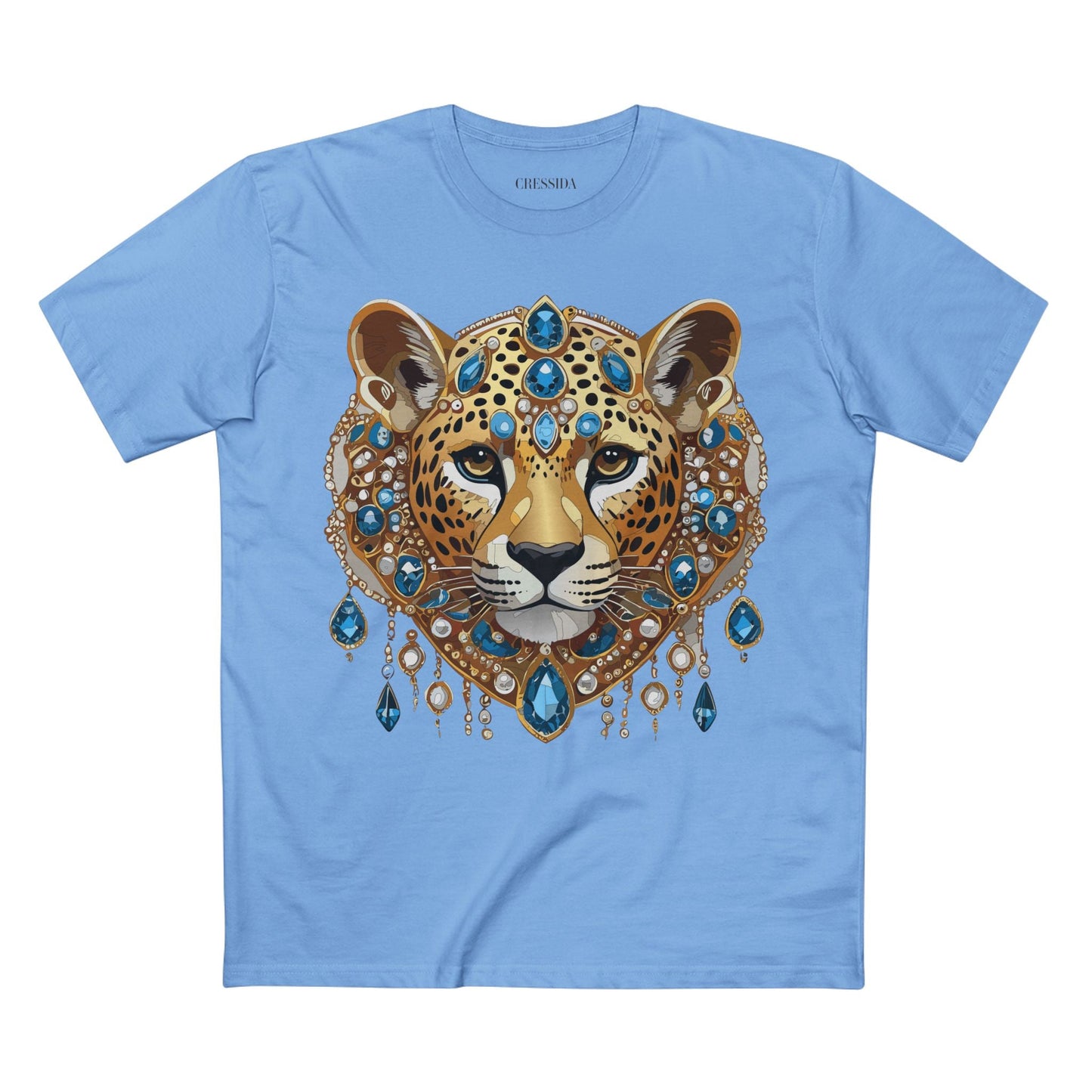 Cheetah Graphic Unisex 100 Cotton Tee With Unique Animal Golden Medallion Art Design 46