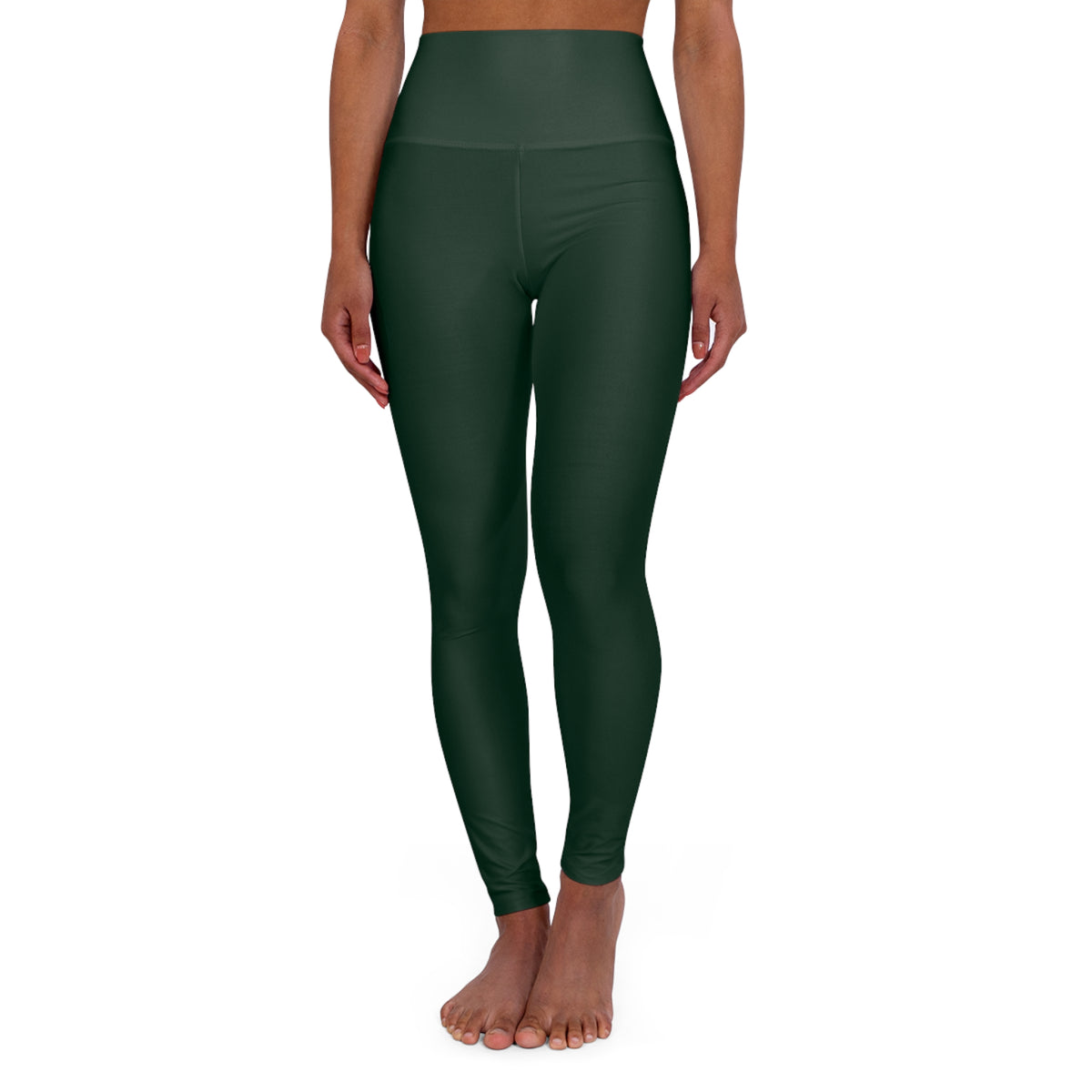 Evergreen Green Color High-Waist Yoga Leggings Women's Seamless Poly-Span Stretchy Pants XS-2XL