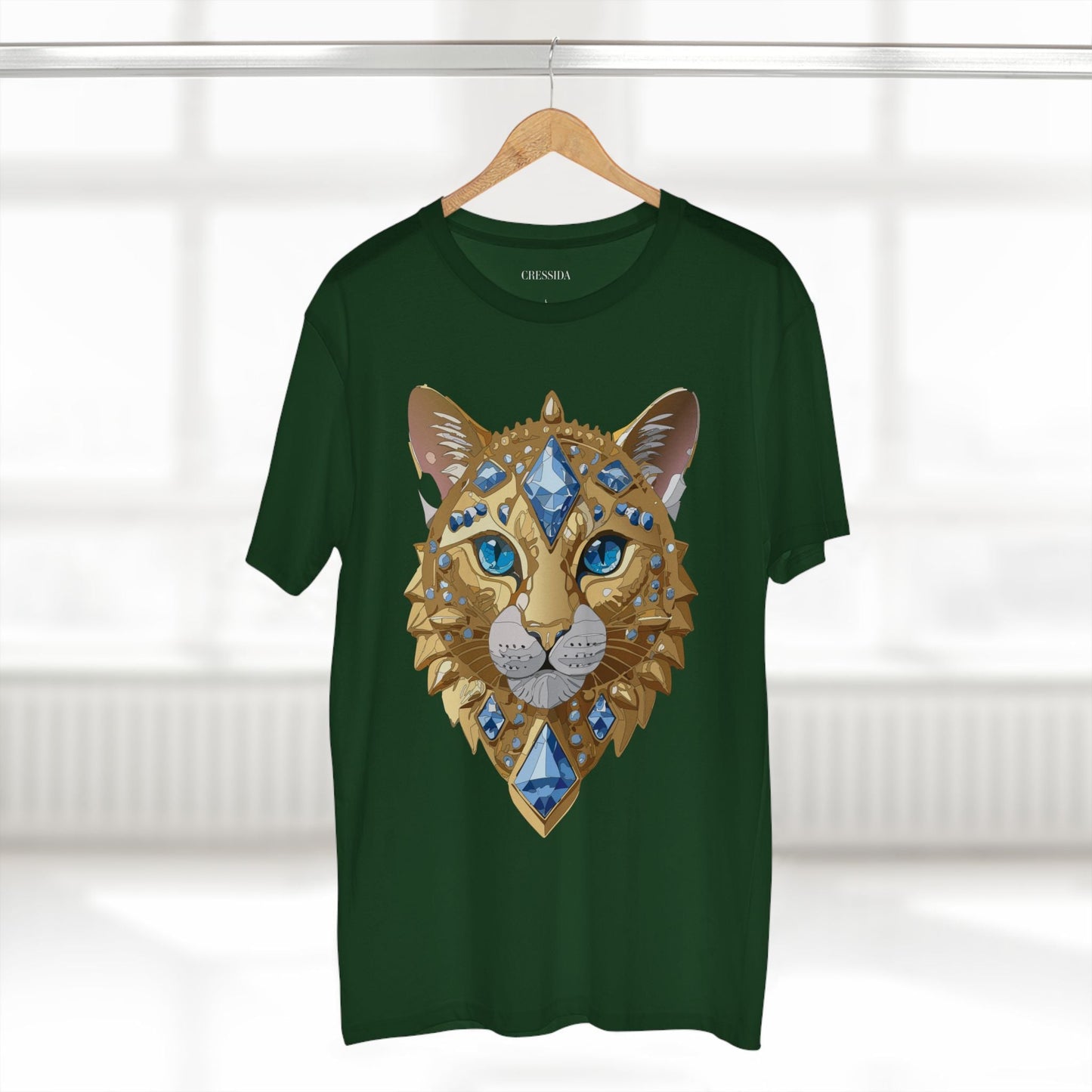 Cat Graphic Unisex 100 Cotton Tee With Unique Animal Golden Medallion Art Design 12