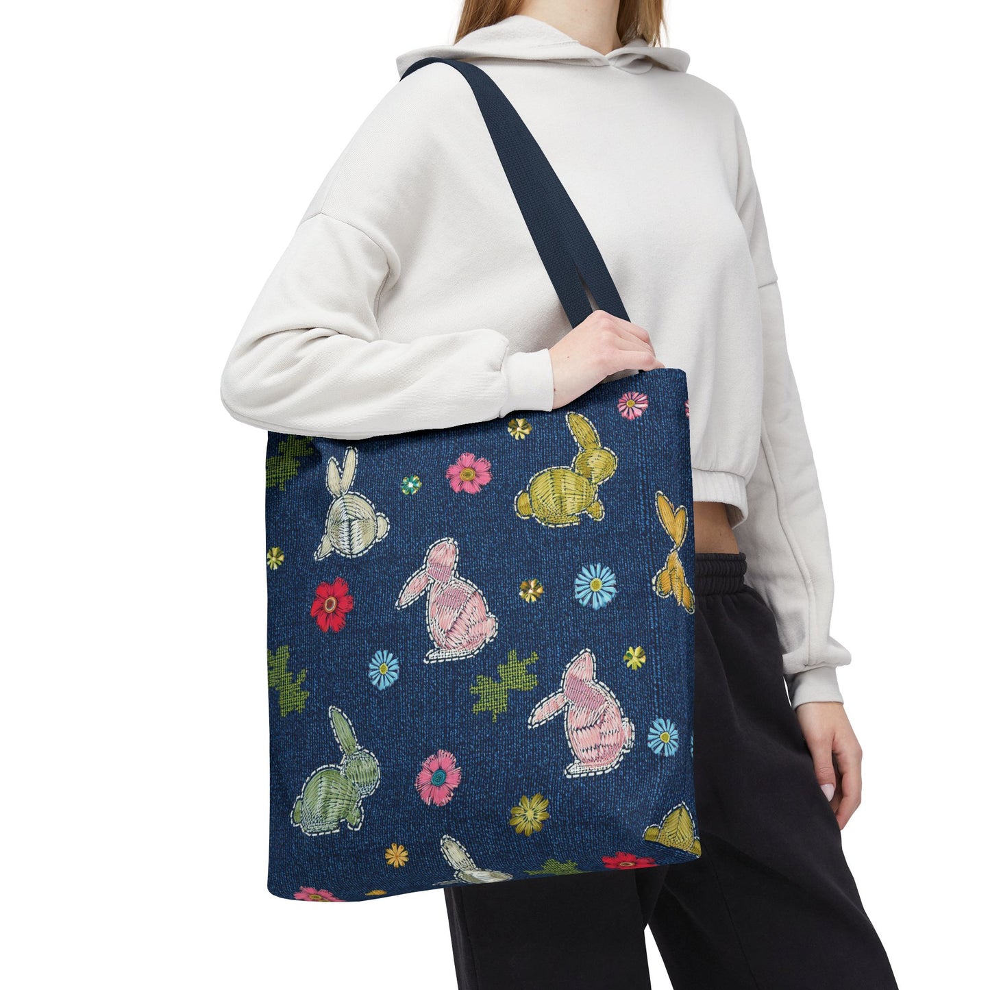 Easter Graphic Design Denim Fabric Imitation Print Unisex Canvas Bag Poly Spun 3 Sizes Tote Bag 204-7