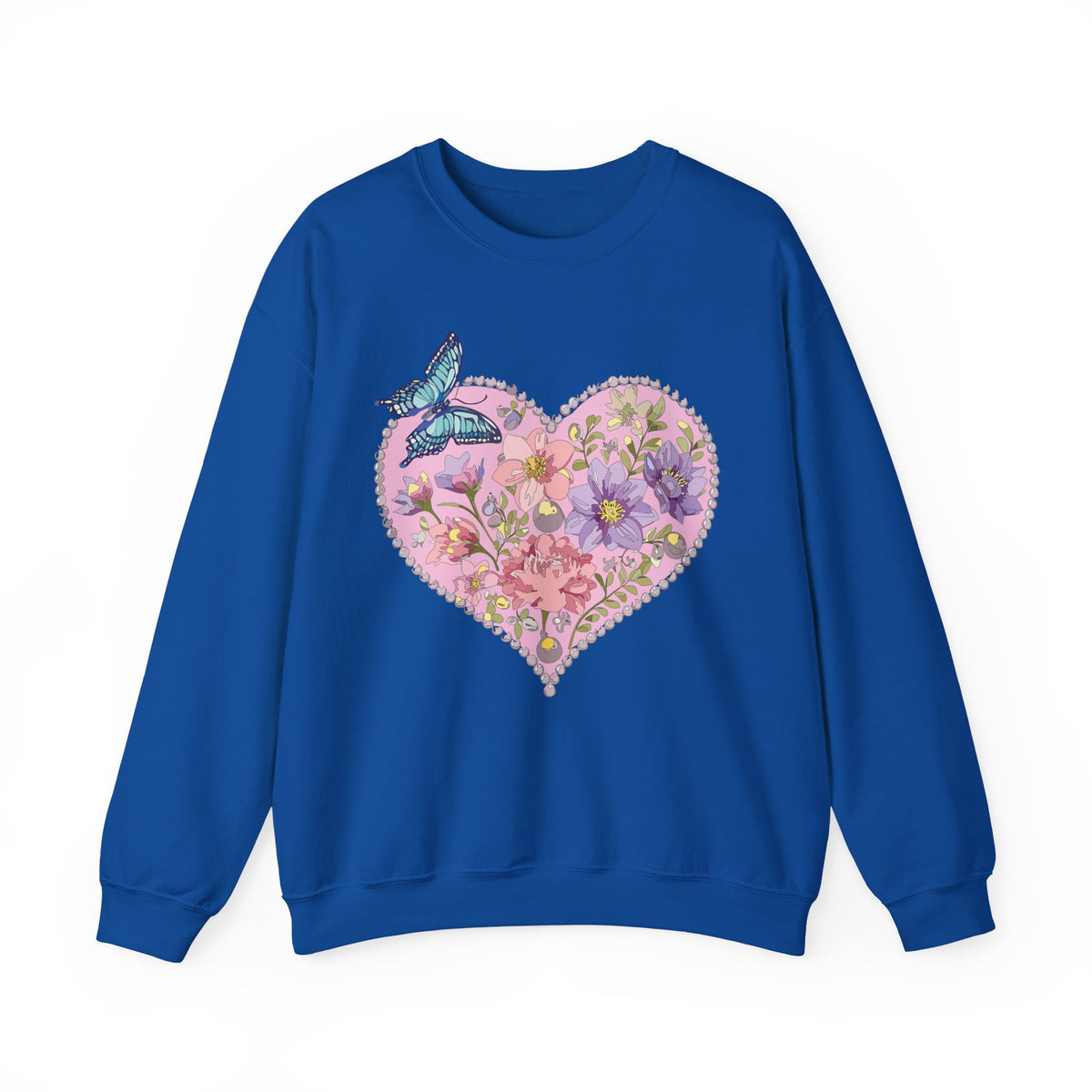Floral Heart Love Graphic Valentine's Day Sweatshirt Unisex 50/50 Cotton-Poly Sweatshirt w38