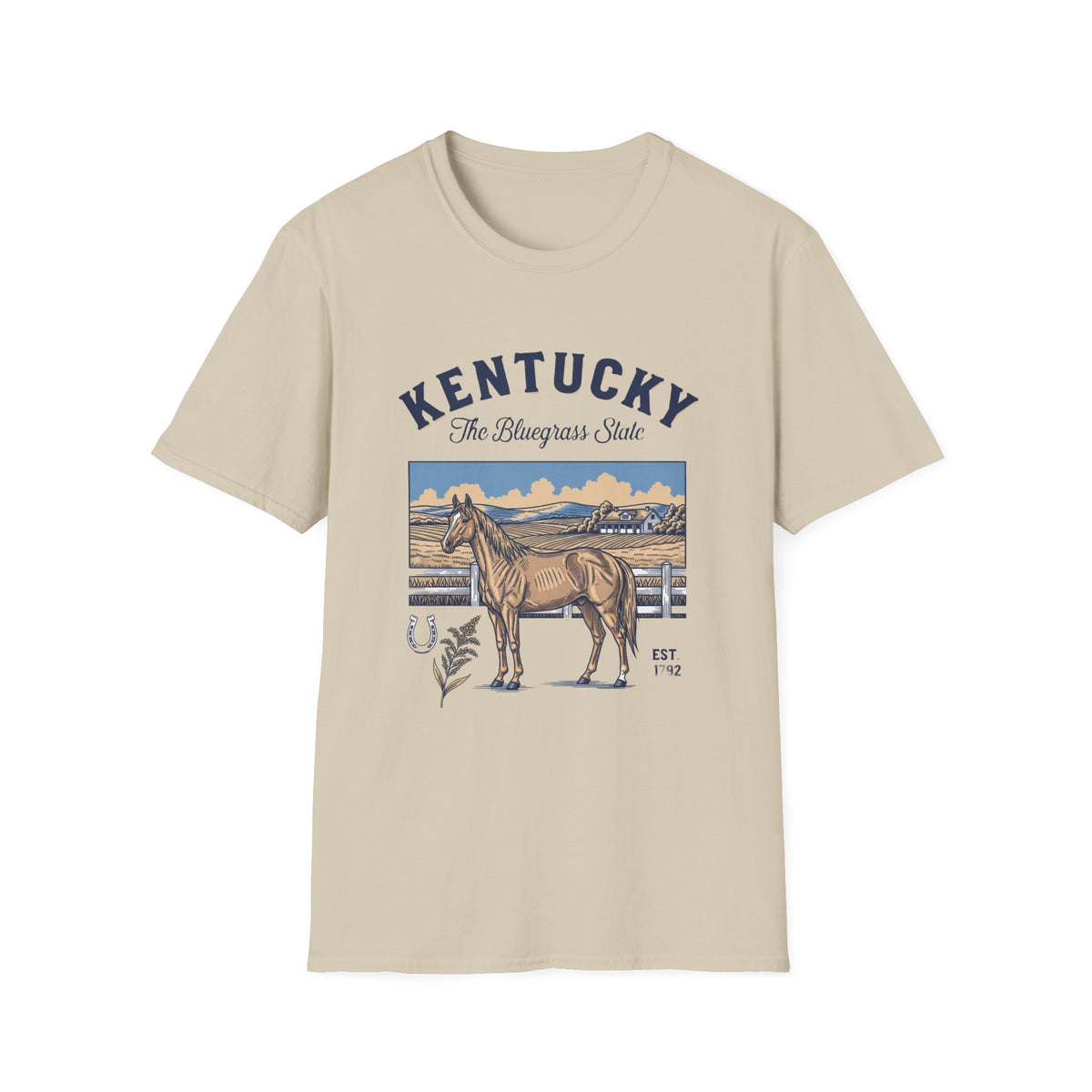 Kentucky Horse Vintage Graphic T-Shirt — The Bluegrass State Travel Tourist Graphic Tee Unisex 100 Cotton Gildan T-Shirt