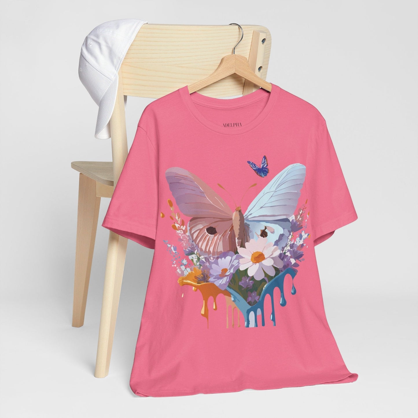Butterfly Graphic Unisex 100 Cotton Lightweight Vintage Floral Design Jersey Tee 69