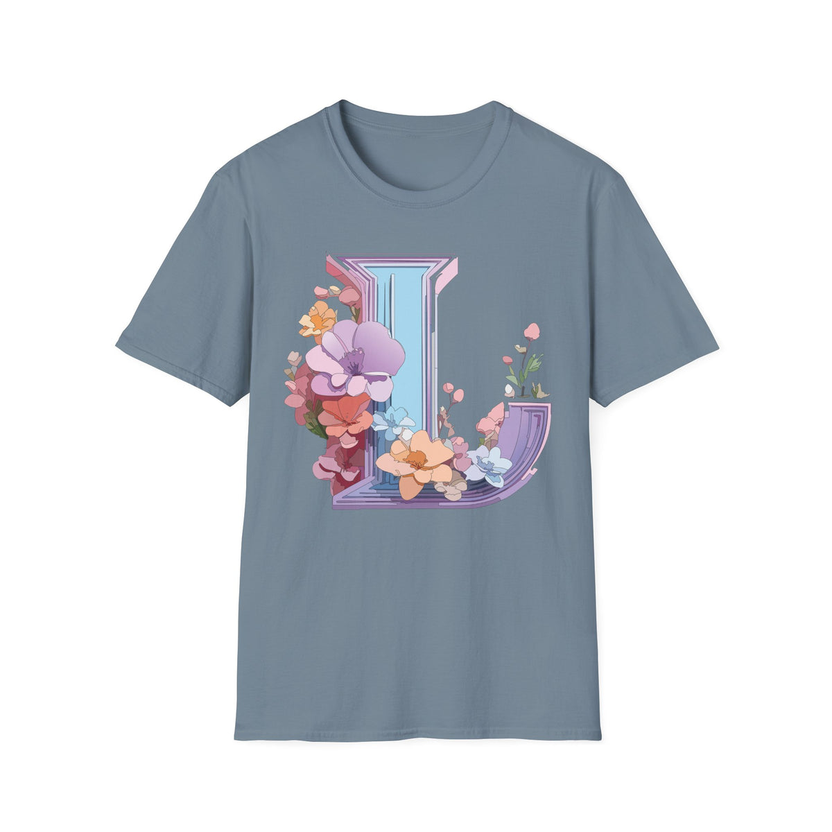 Floral Letter L T-Shirt | Botanical Initial Monogram Tee