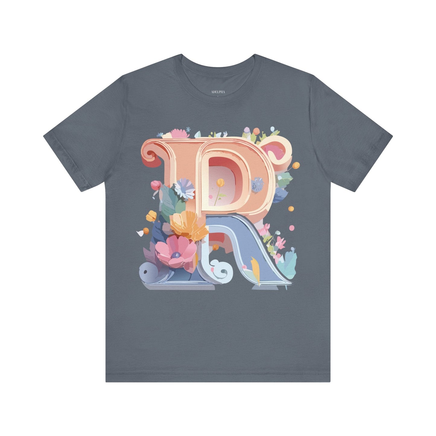 Letter R Shirt Unisex Graphic Tee Premium Cotton Vintage Inspired Art By Adelpha Short Sleeve