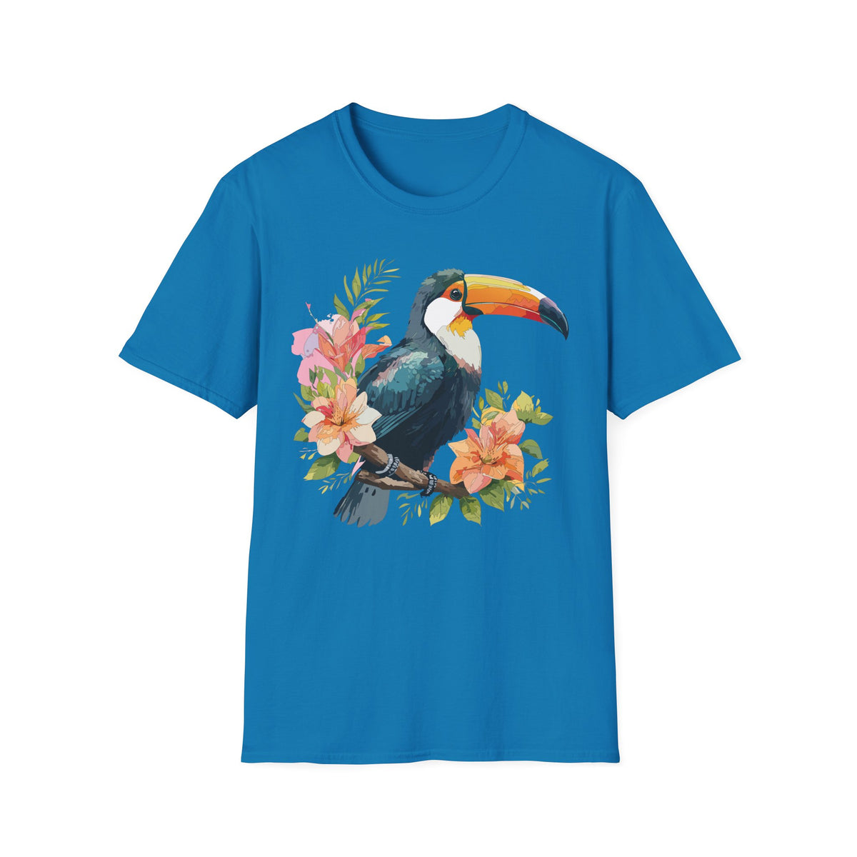 Tropical Toucan Illustration T-Shirt | Floral Bird Graphic