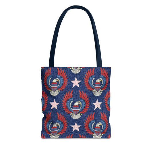 4th of July DENIM PRINT CANVAS BAG HIGH-QUALITY 100% SPUN POLY 3 SIZE BAG-200-4