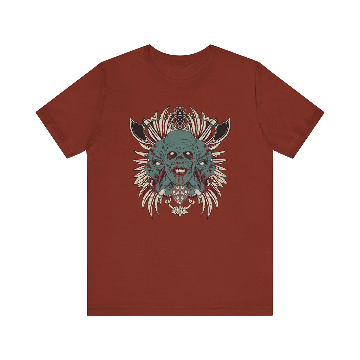 Zombie Skull Mandala T-Shirt Horror Graphic Tee, Gothic Skull Unisex Cotton Art-54-2