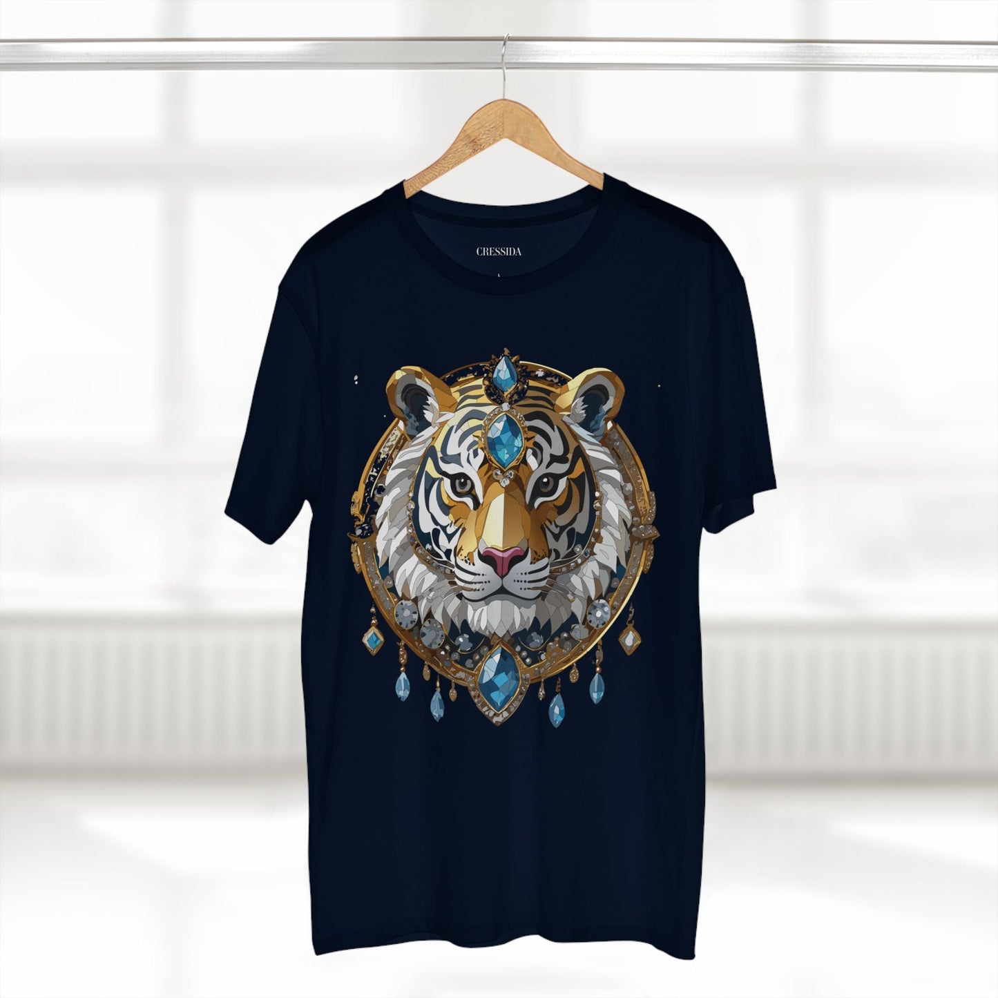 Tiger Graphic Unisex 100 Cotton Tee With Unique Animal Golden Medallion Art Design 54