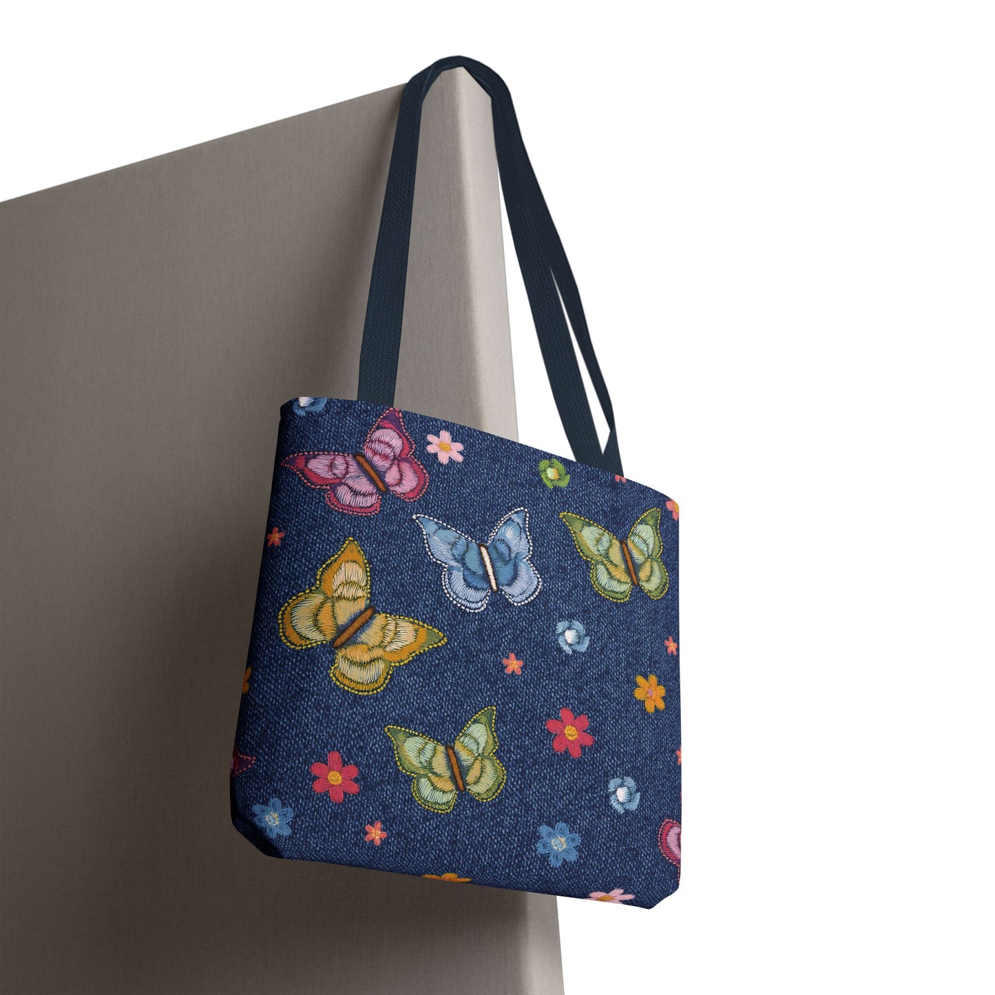 Denim Fabric Imitation Print Unisex Canvas Bag Poly Spun 3 Sizes Tote Bag 166