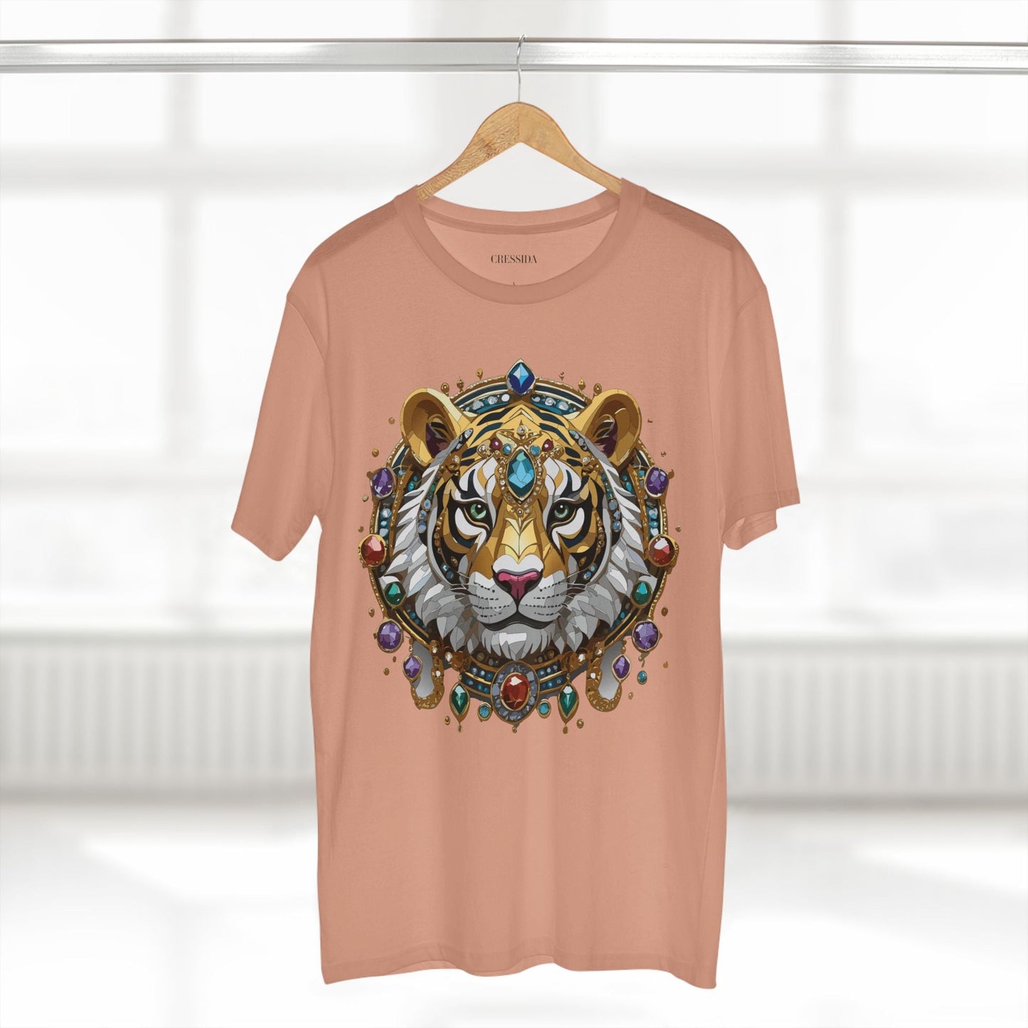 Tiger Graphic Unisex 100 Cotton Tee With Unique Animal Golden Medallion Art Design 52