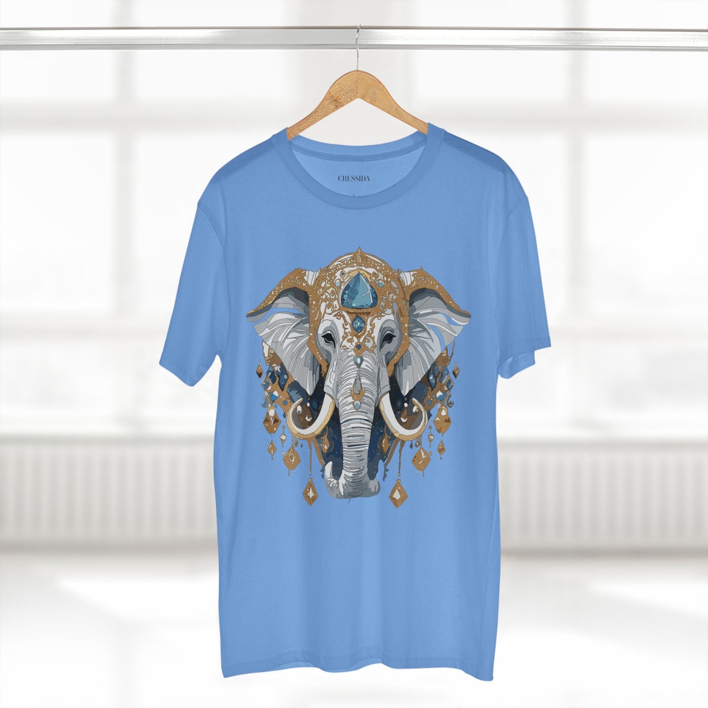 Elephant Graphic Unisex 100 Cotton Tee With Unique Animal Golden Medallion Art Design 40