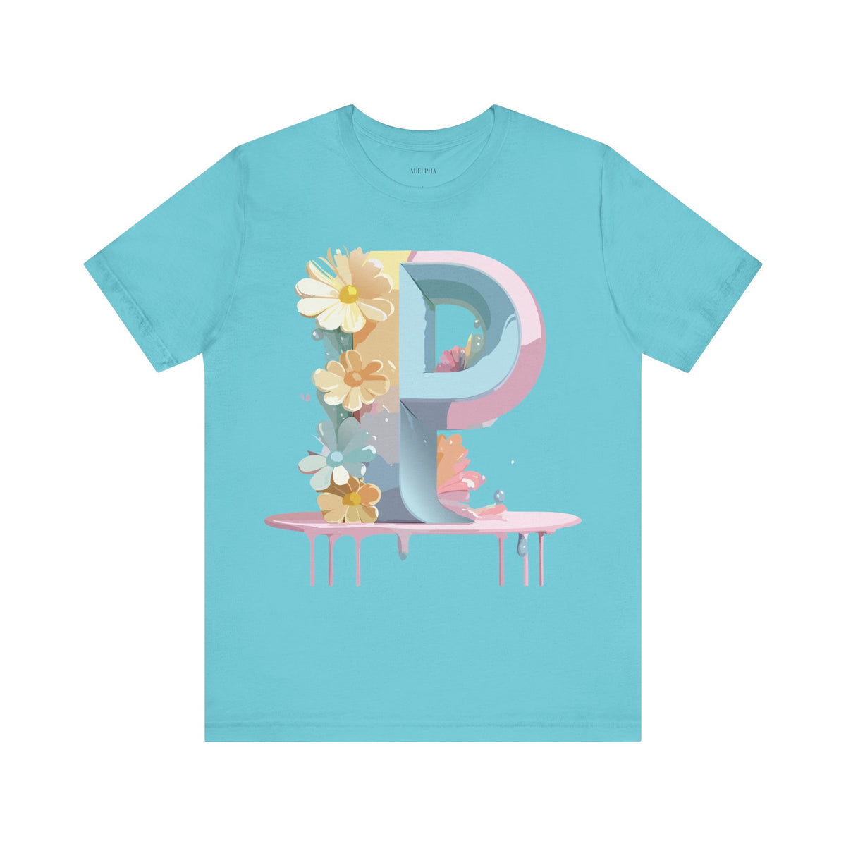 Letter P Graphic Unisex Cotton Bella+Canvas Tee with Art Letter Design