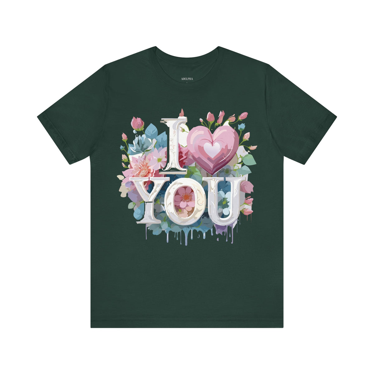 Valentine's Day Graphic Unisex Cotton Bella+Canvas Tee with Floral Art Design d126