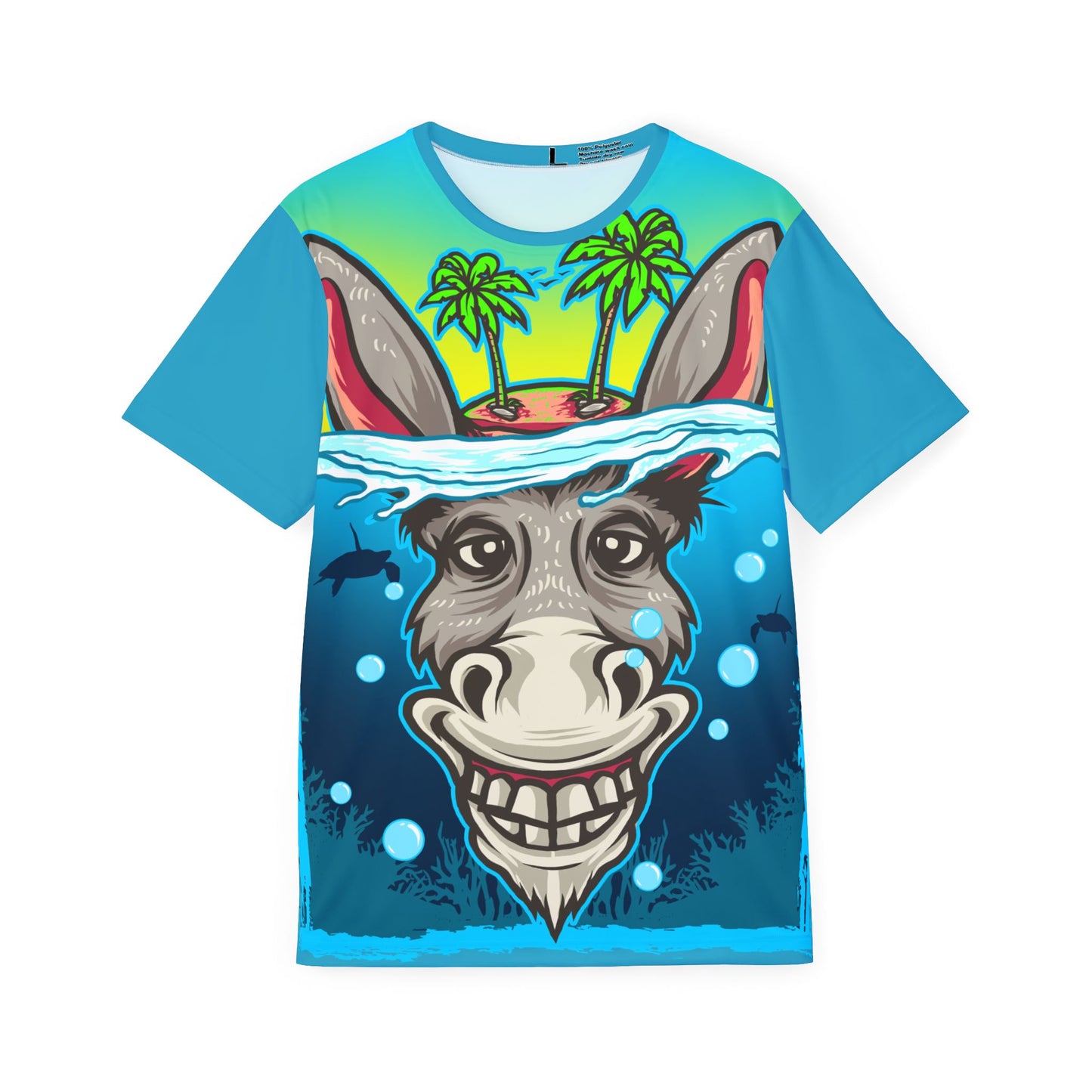 Tropical Donkey Poly Jersey Tees, Art Design Poly Shirt, All Over Print Graphic Tee, Funny Print T-Shirt, Funny Animals Tee