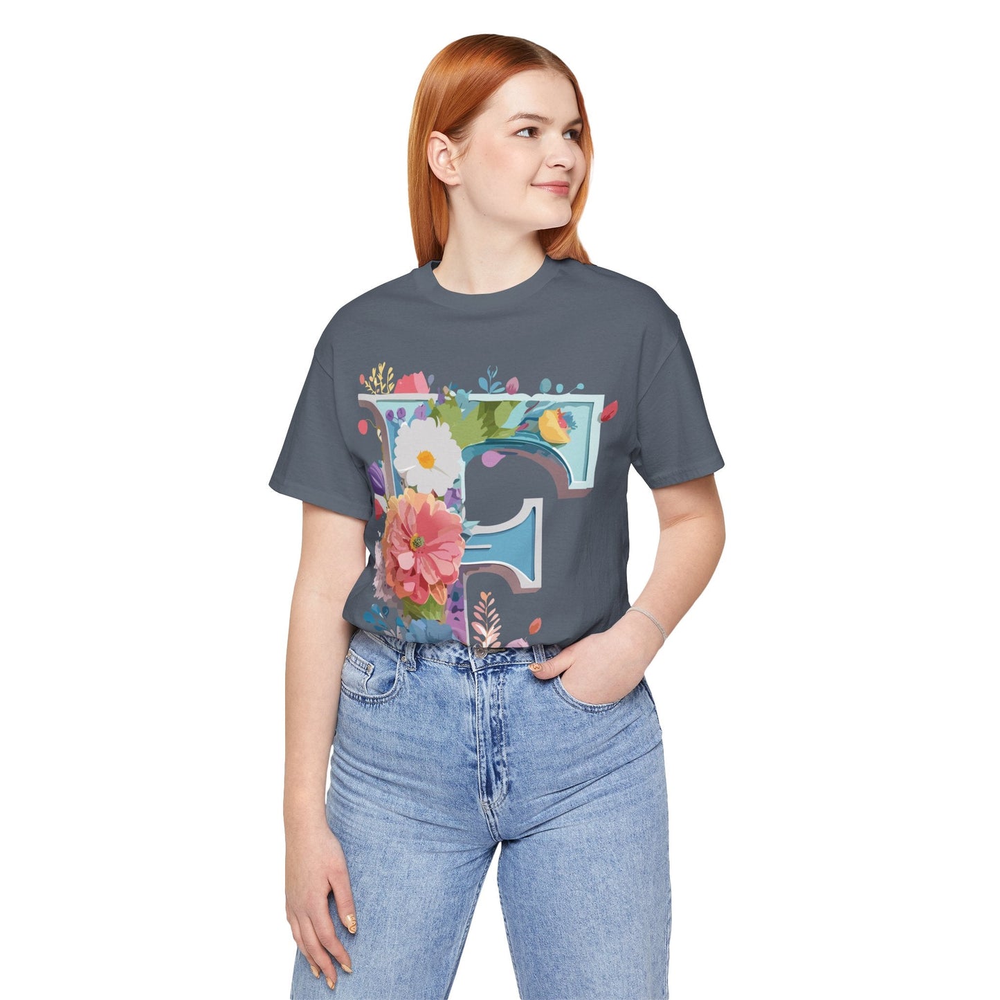 Letter F Shirt Graphic Tee Unisex Adelpha Vintage Inspired Art Design Short Sleeve
