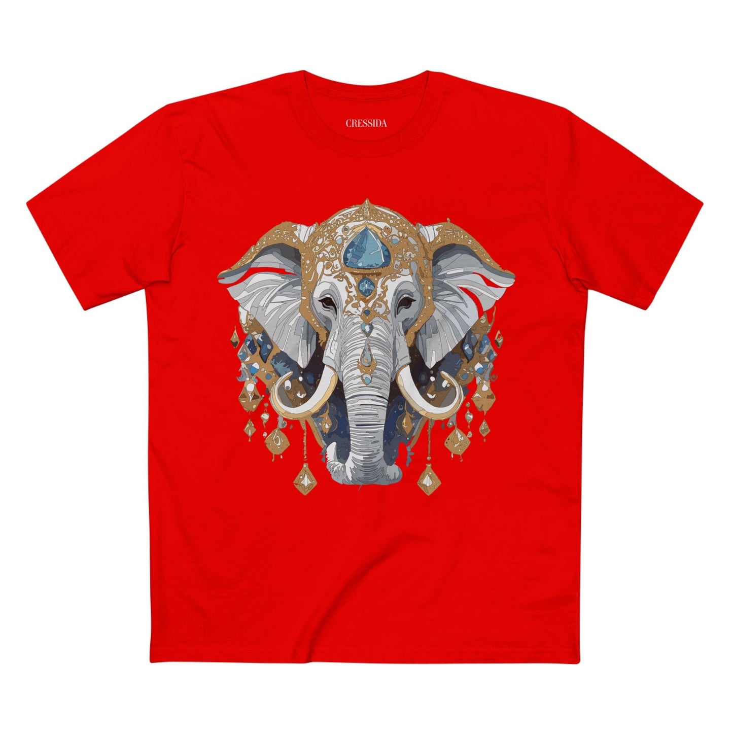 Elephant Graphic Unisex 100 Cotton Tee With Unique Animal Golden Medallion Art Design 40