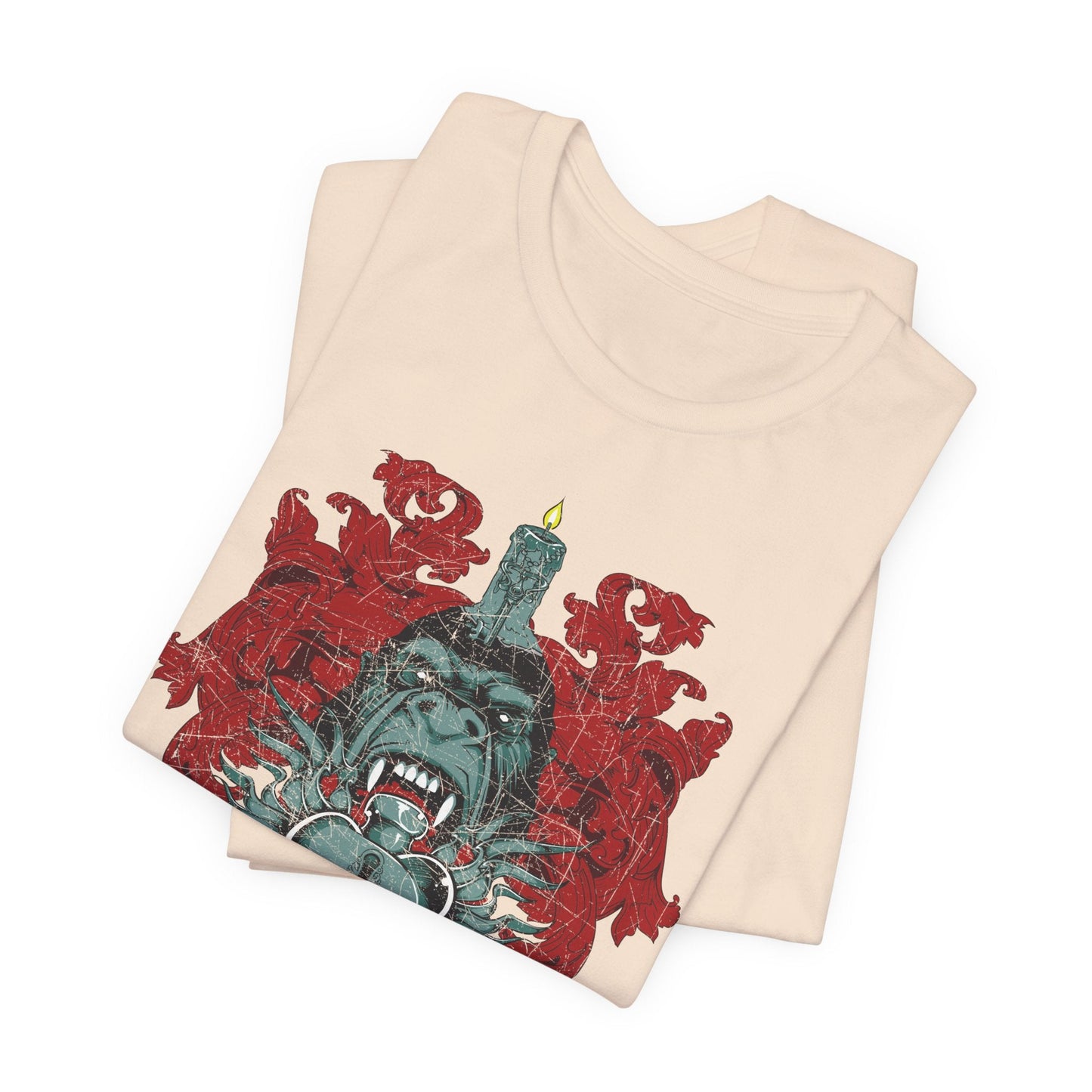 Gorilla Crest with Sword and Heart T-Shirt Heraldic Gothic Design Rock Band T-Shirt