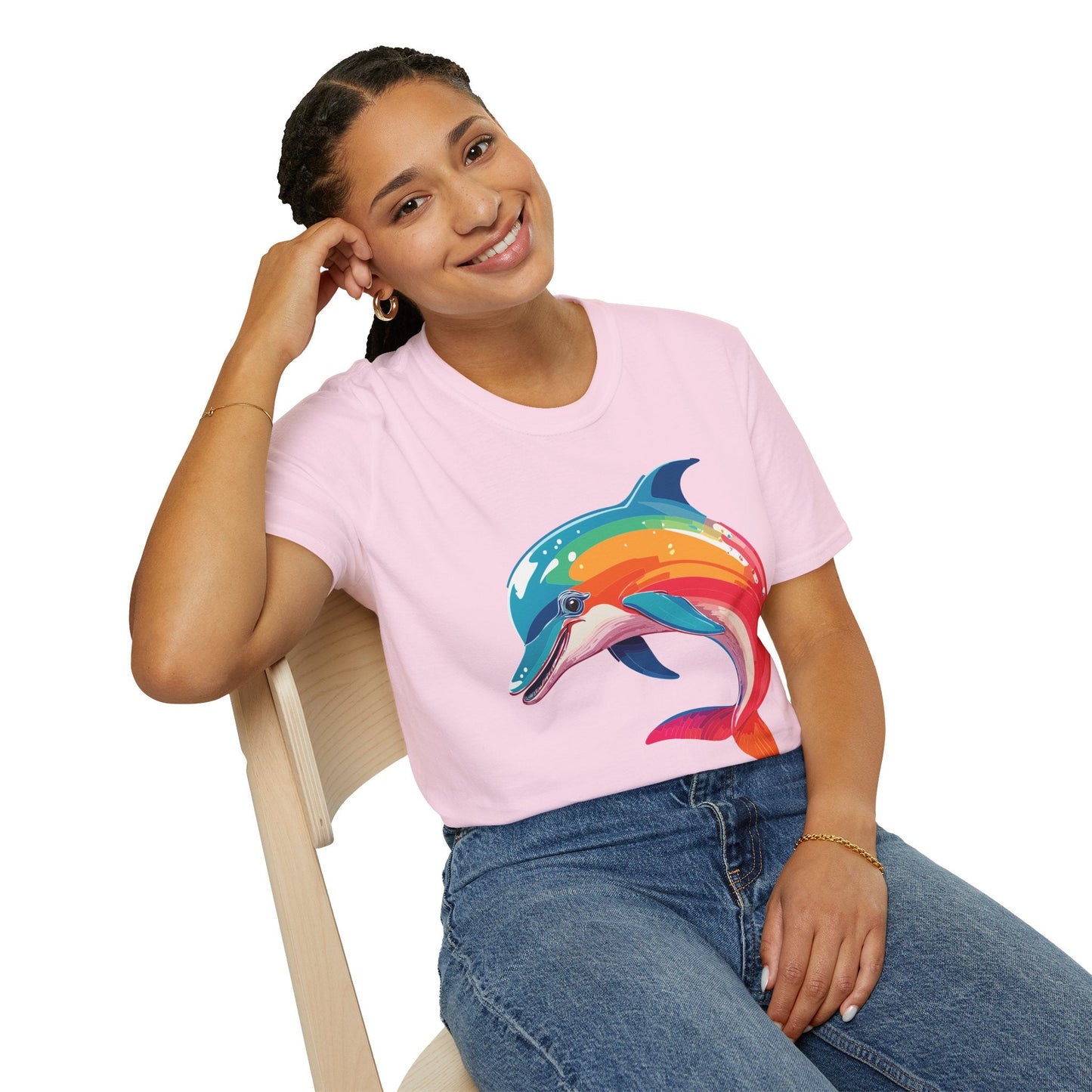 Dolphin Shirt For Unisex 100 Percent Ring Spun Cotton Gildan Softstyle 64000 Short Sleeve Tee
