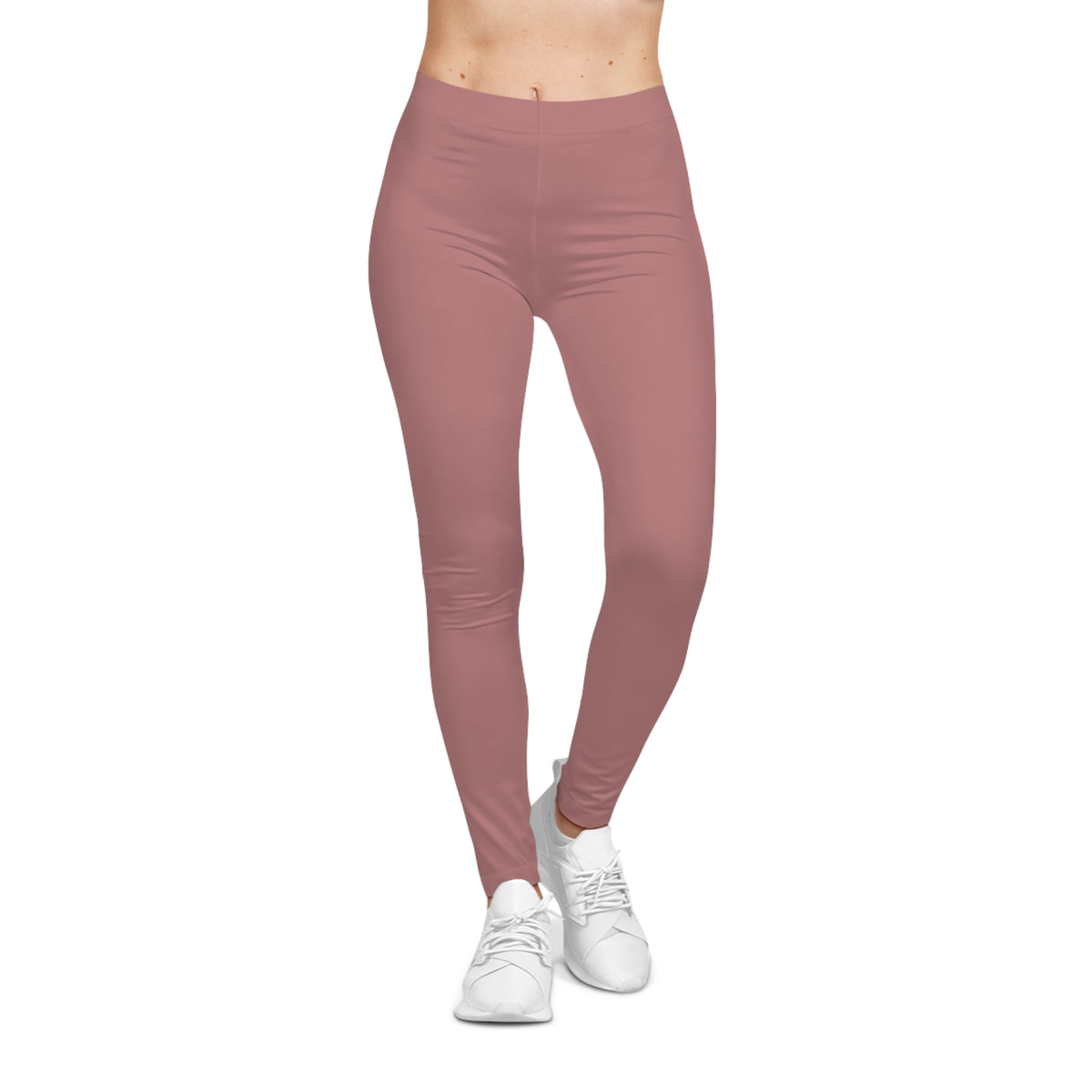 Dusty Rose Coral Color Women's Poly-Span Casual Leggings XS-2XL