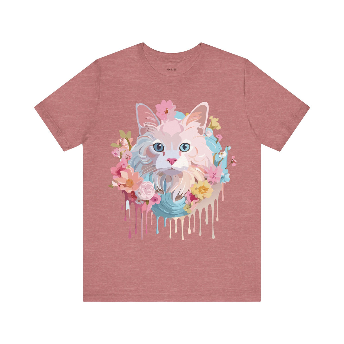 Cat Graphic Unisex Cotton Bella+Canvas Tee with Art Animal Design e206
