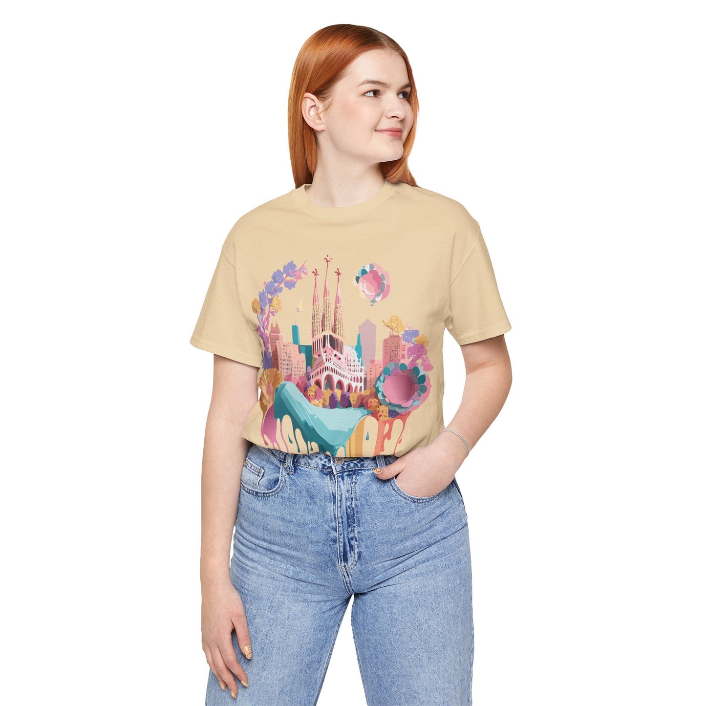 Unisex Graphic Tee Barcelona Design By Adelpha Vintage Artwork Unisex Jersey Short Sleeve Shirt