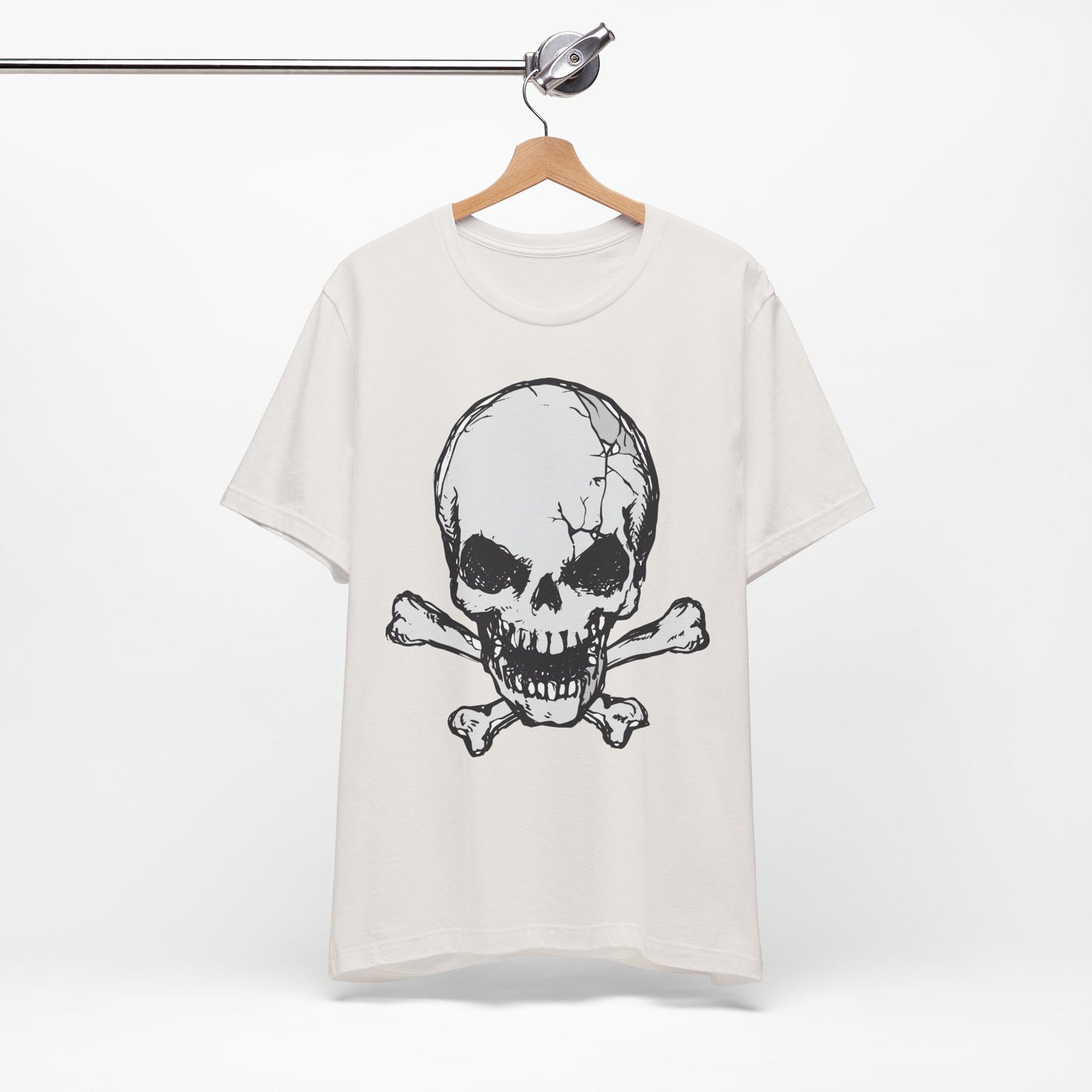 Grey Skull Graphic Design Tee, Skull Shirt, Vintage Tees, Art Design T-Shirt, Vintage Graphic Tee, Art Shirts with Skulls
