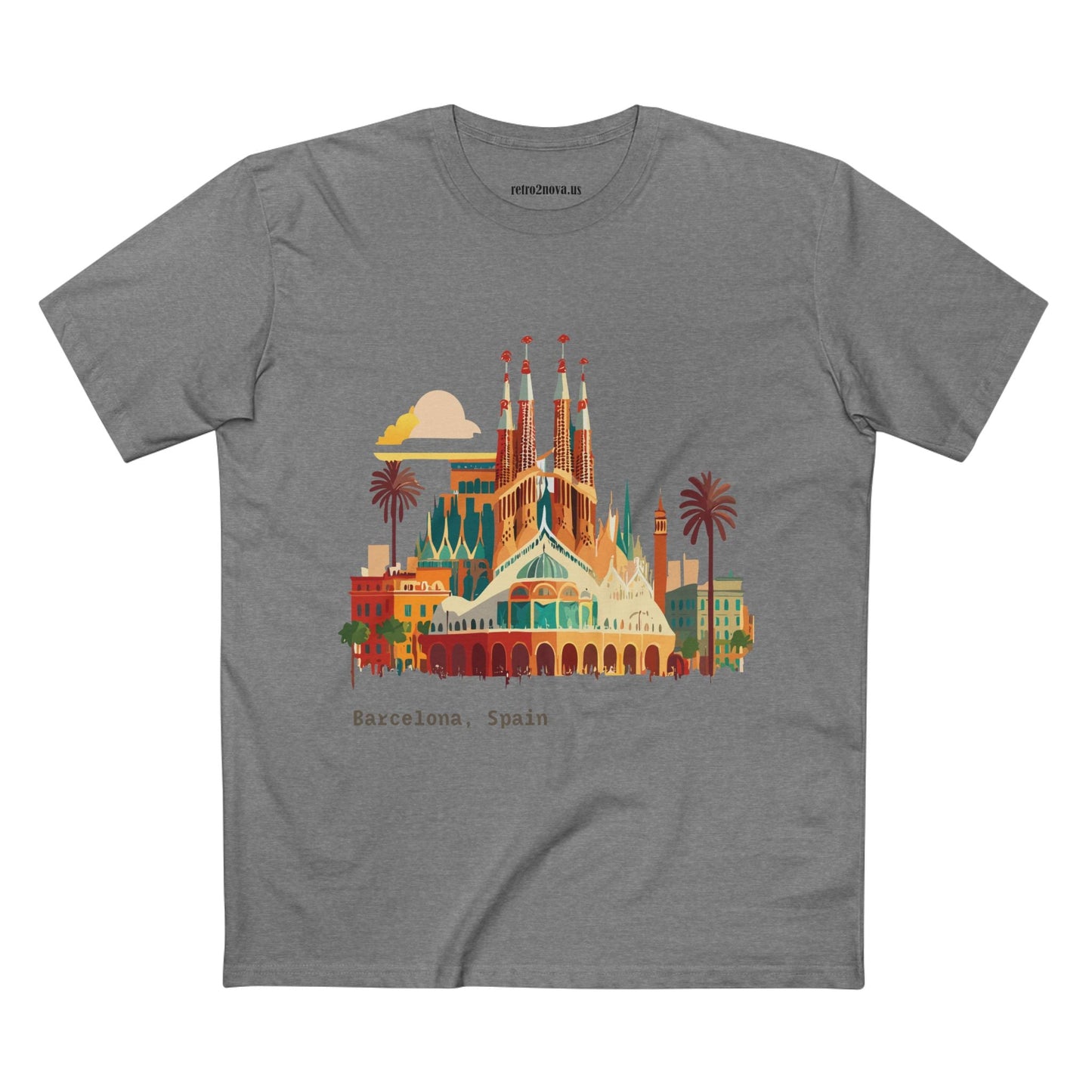 Barcelona Travel Shirt Unisex Premium Cotton Tee With Retro Artwork From Retro2Nova Collection TT7
