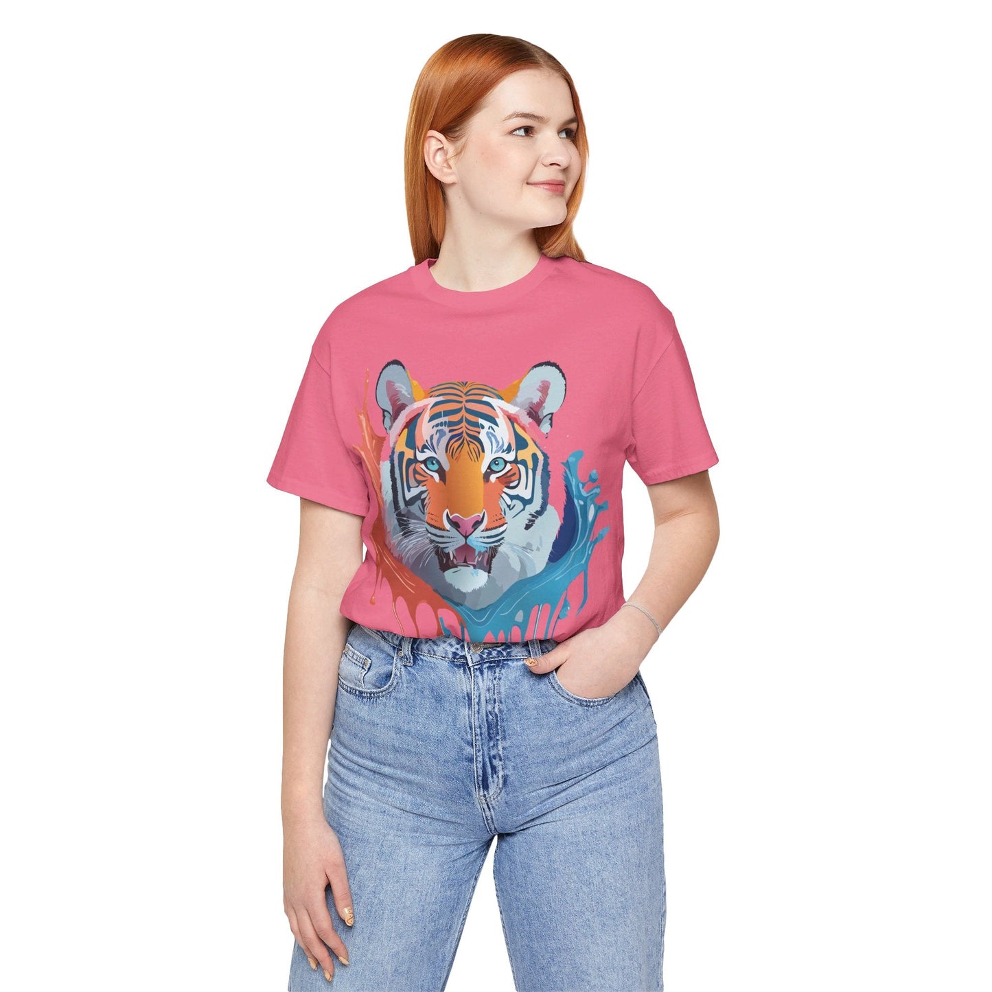 Tiger Graphic Unisex 100 Cotton Vintage Art with Animal Tee 22