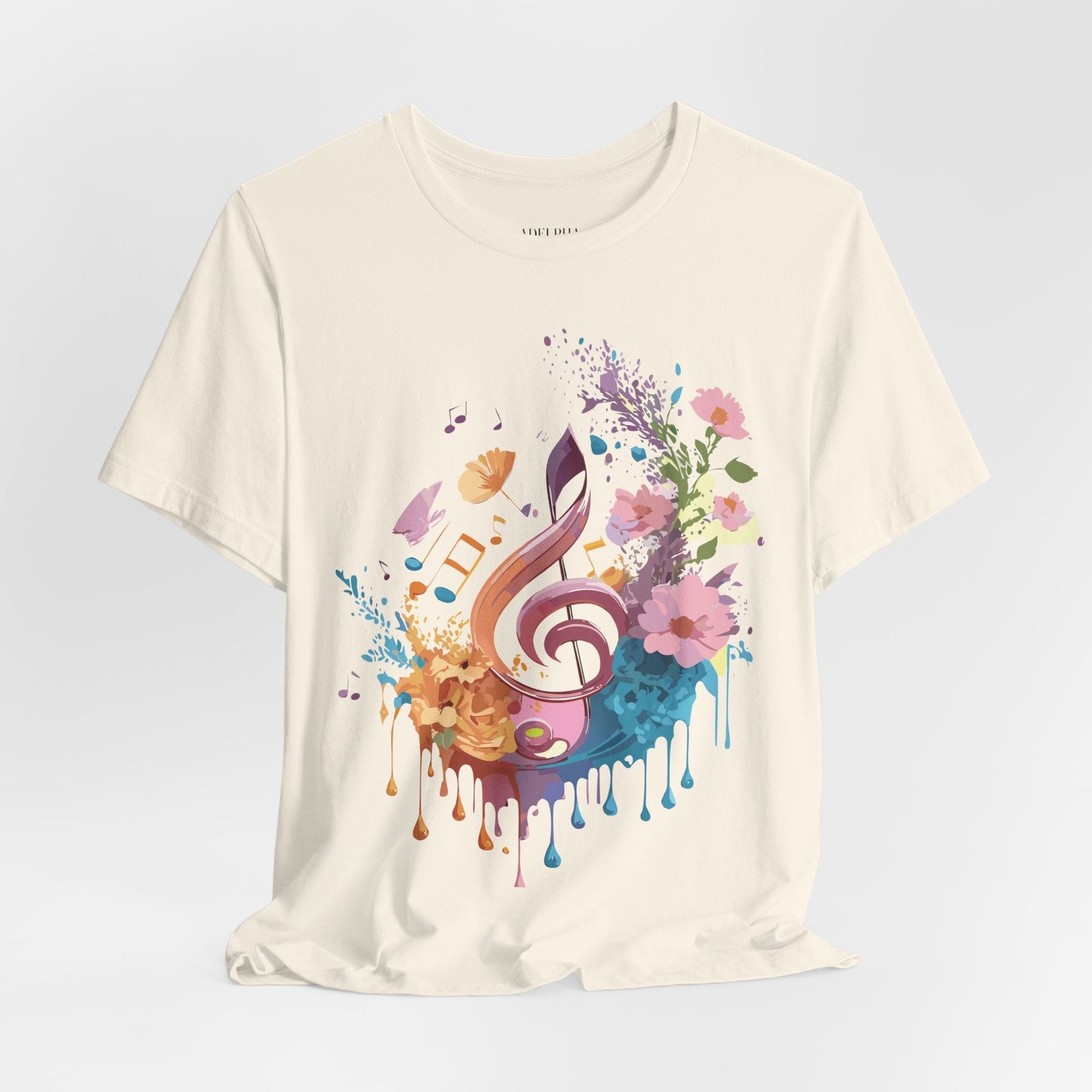 Music Graphic Unisex 100 Cotton Vintage Art with Musical Elements Tee 115