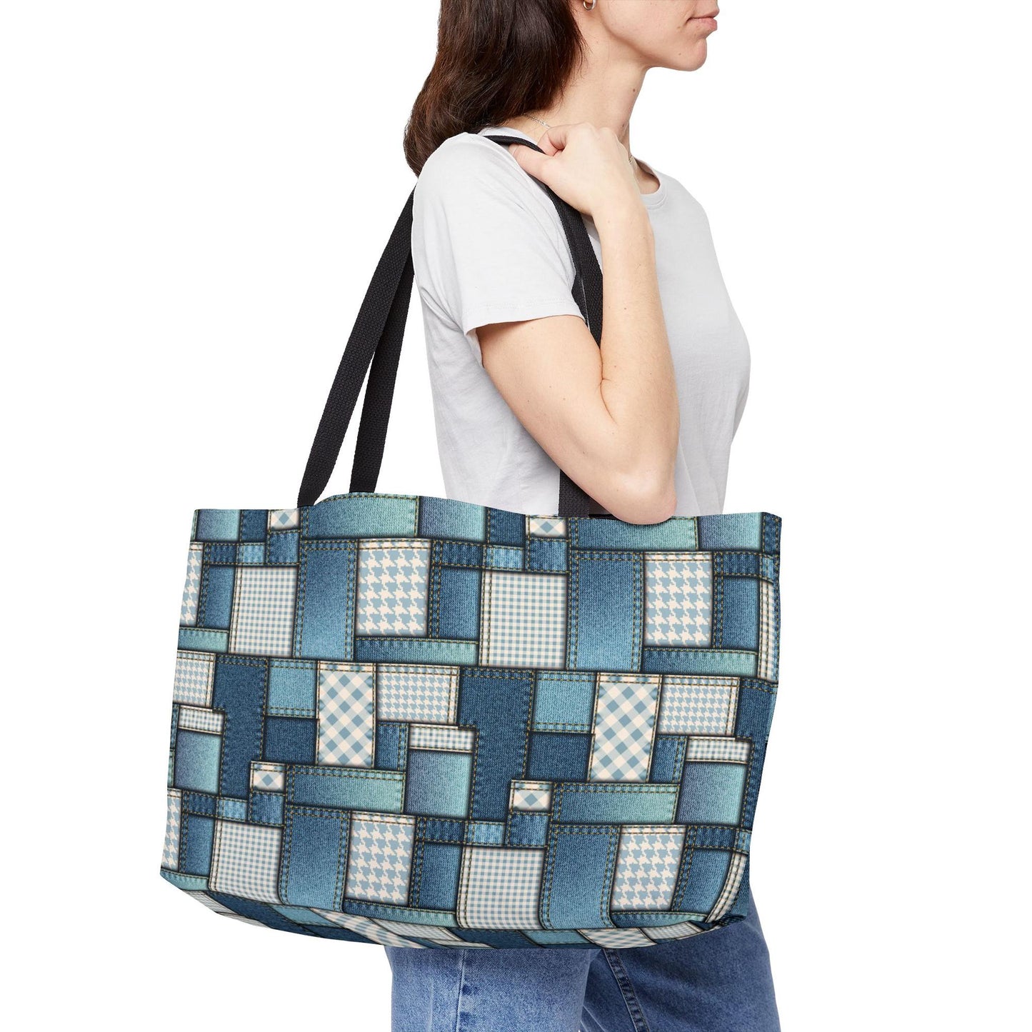 Denim Color Imitation Print Unisex  Yoga Bag  Spun Polyester 24x13 Canvas Gym Bag 14