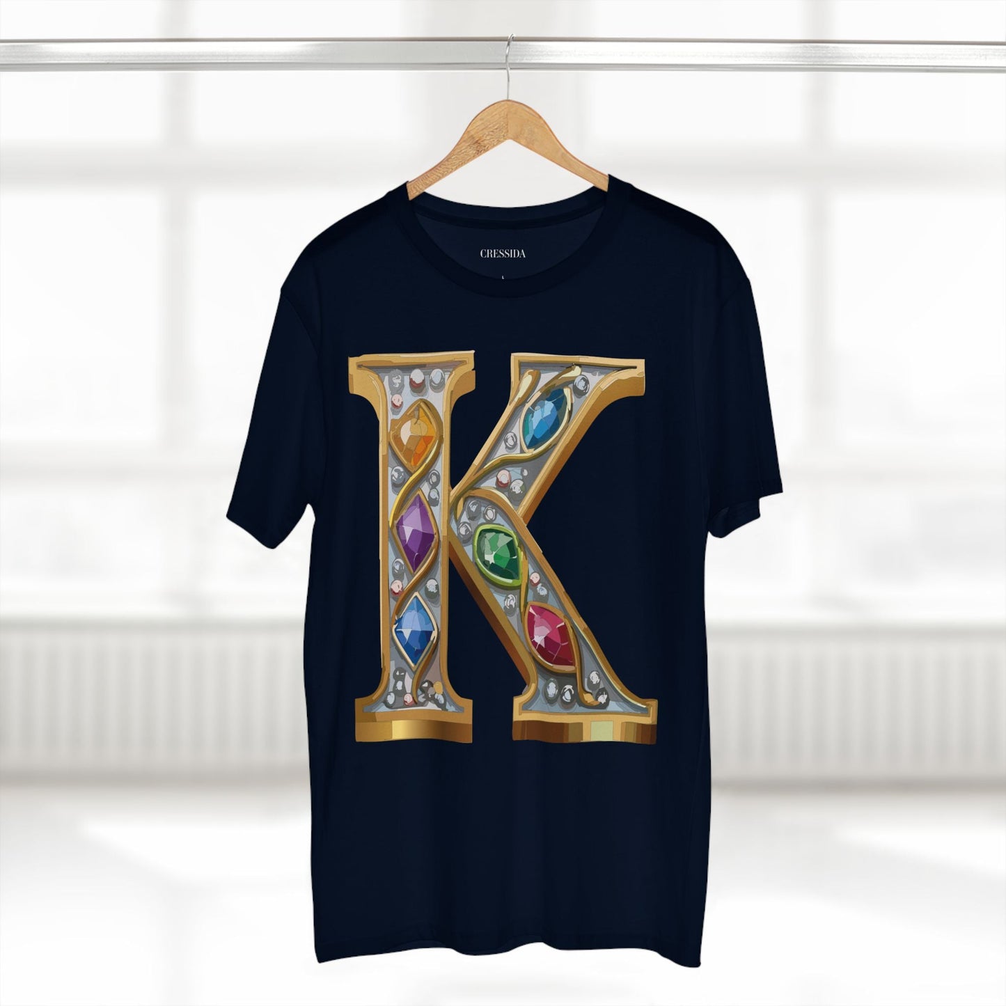 Letter K Graphic Design Tee Unisex 100 Cotton With Antique Gold Letters Artwork T-Shirt