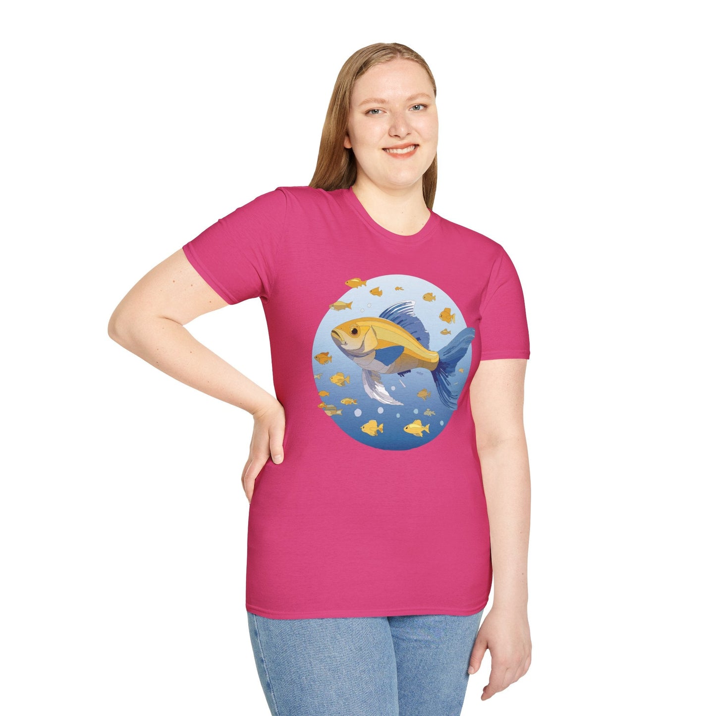 Fish Art Graphic Tee Shirt For Men And Women Unisex Cotton Softstyle Tee With Fish Artwork Design