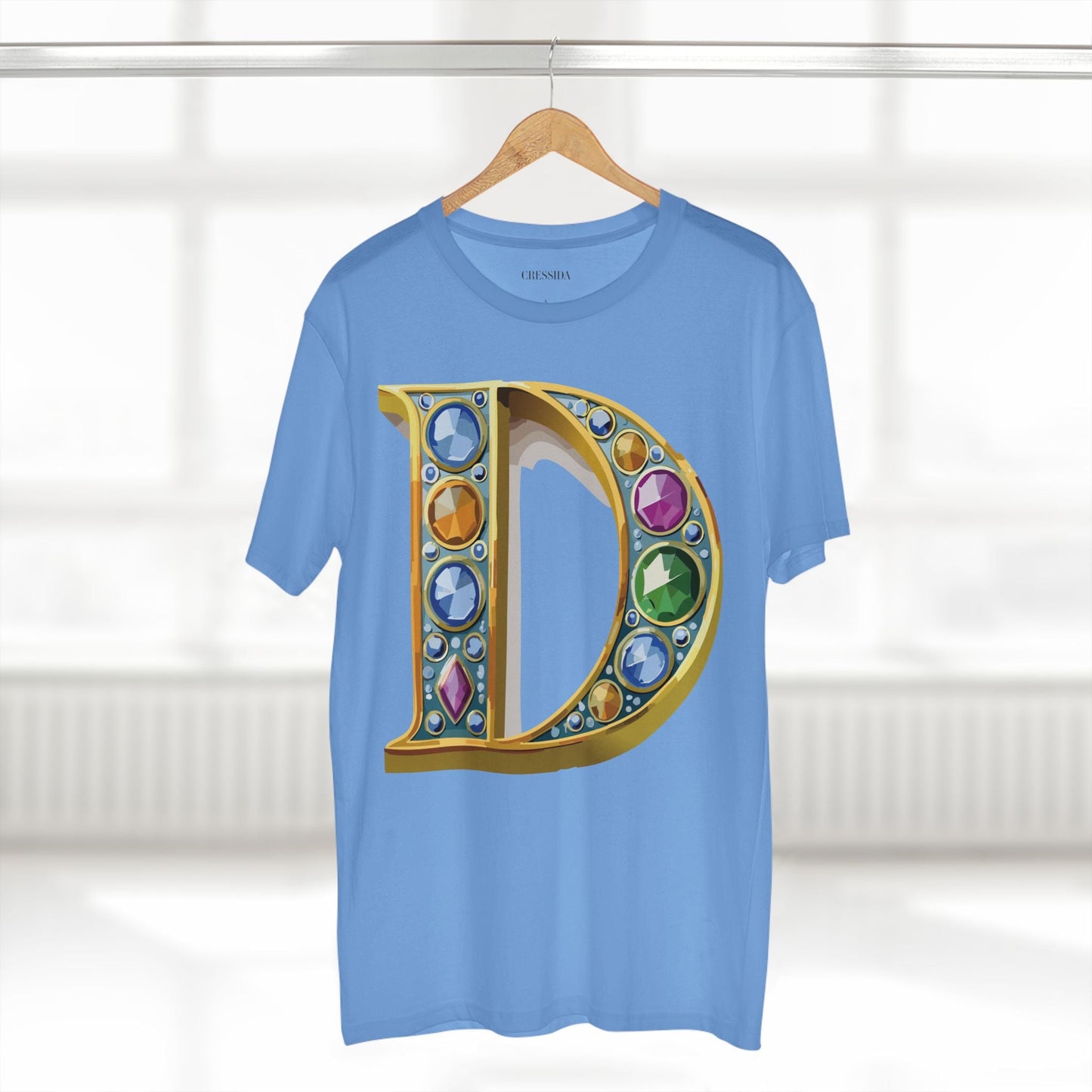 Letter D Graphic Design Tee Unisex 100 Cotton With Antique Gold Letters Artwork T-Shirt