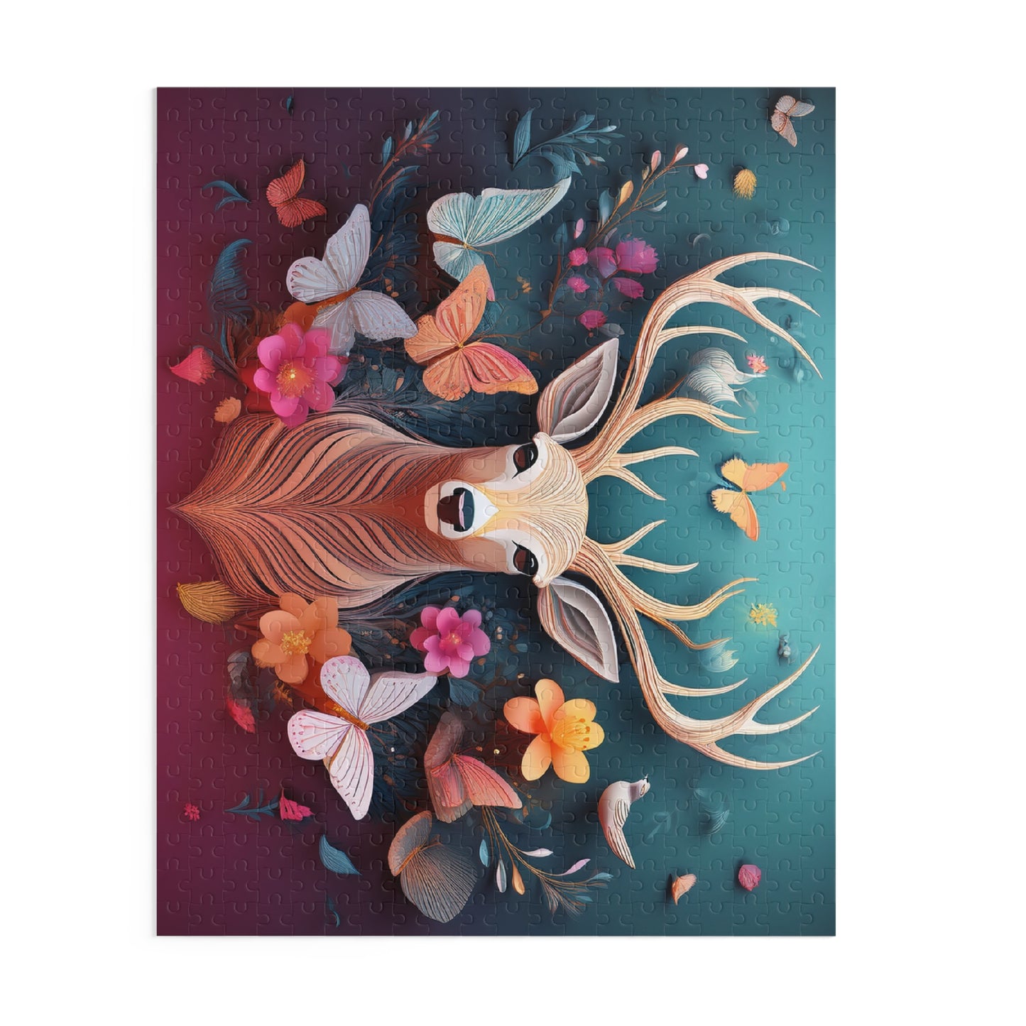 Puzzles-49 Kids Deer Puzzle 500-Piece | Floral Deer Puzzle 500-Piece, Animals Kids Puzzles Size: 16" x 20",  Ages 9+