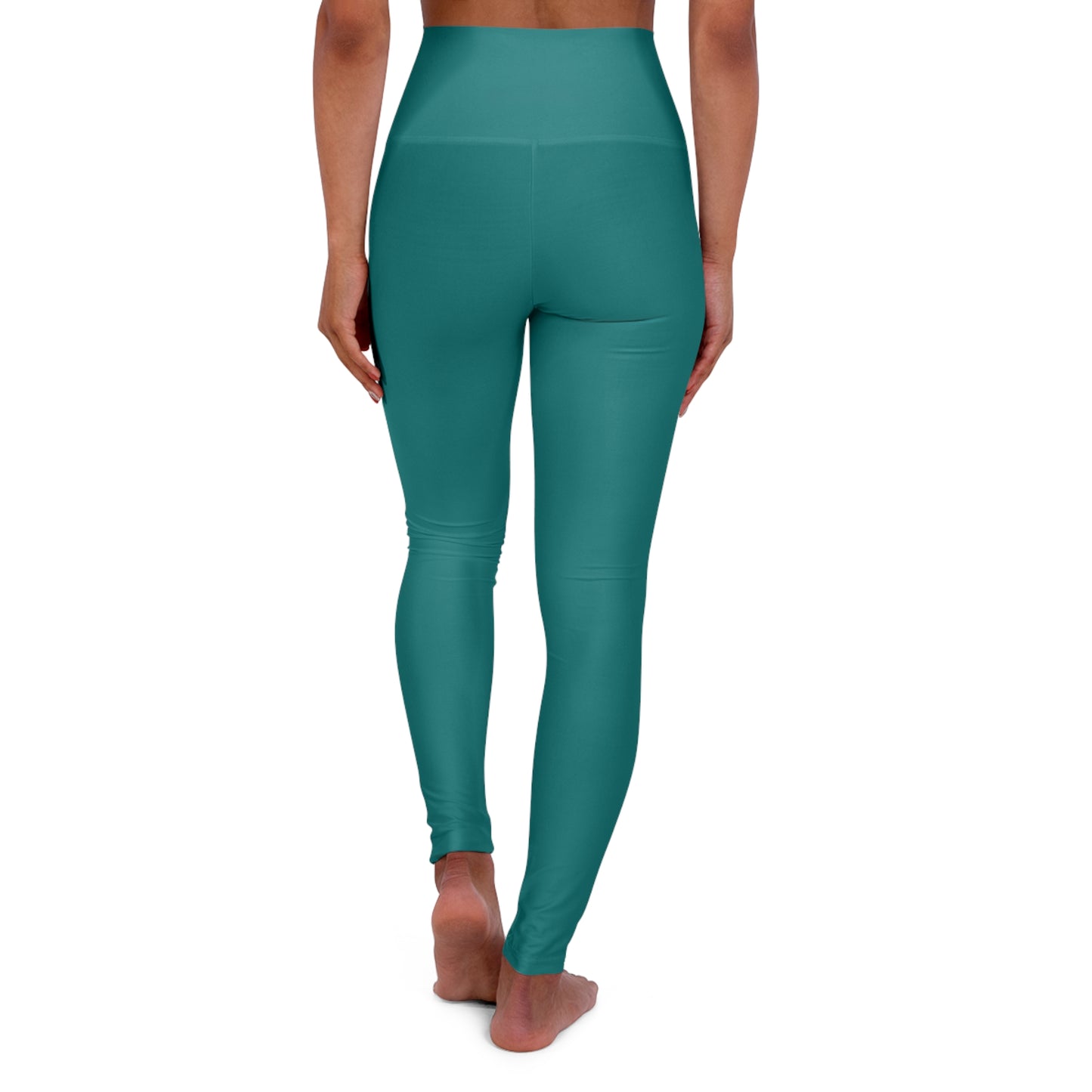 True Teal Color High-Waist Yoga Leggings Women's Seamless Poly-Span Stretchy Pants XS-2XL