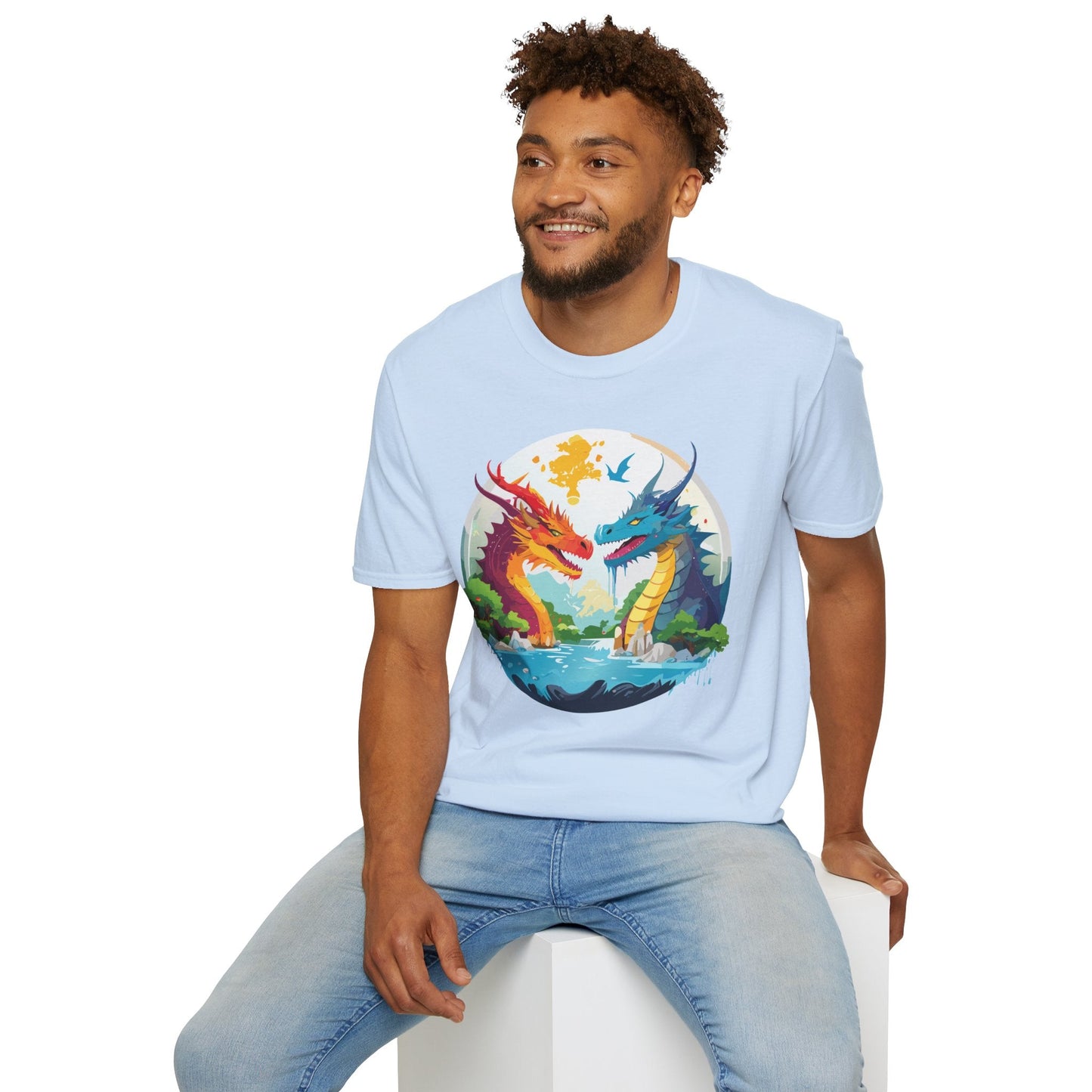 Dragon T Shirt Unisex Gildan Softstyle 64000 100 Percent Cotton Animal Print Tee Artwork