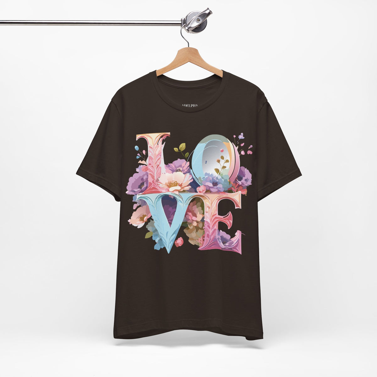 Valentine's Day Graphic Unisex Cotton Bella+Canvas Tee with Floral Art Design d124