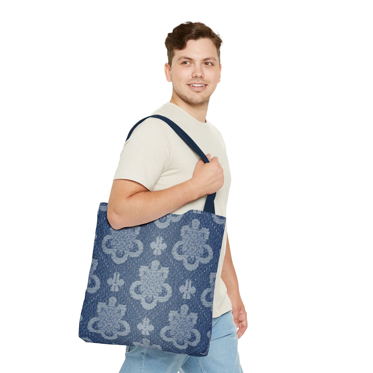 Denim Fabric Imitation Print Unisex Canvas Bag Poly Spun 3 Sizes Tote Bag 108
