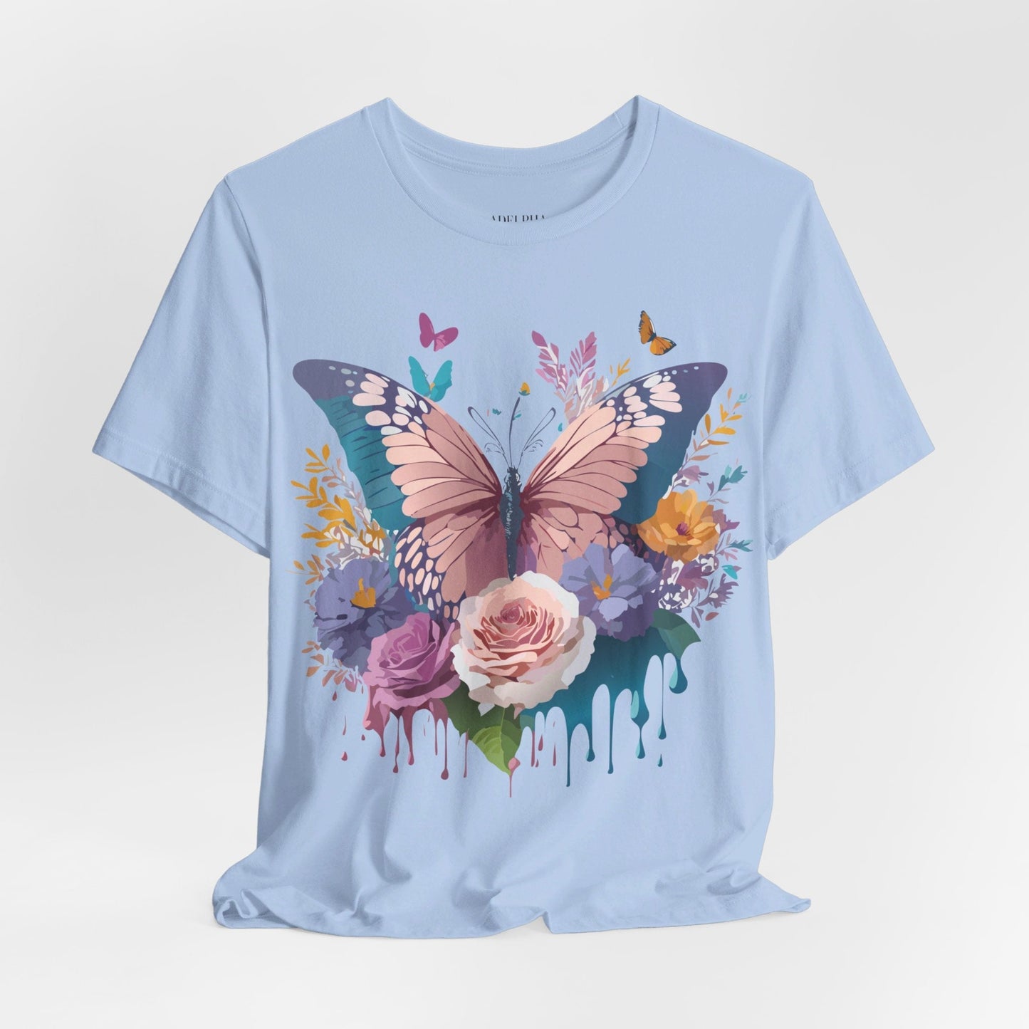 Butterfly Graphic Unisex 100 Cotton Lightweight Vintage Floral Design Jersey Tee 44
